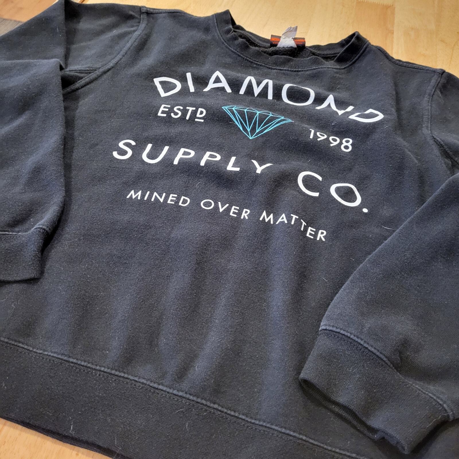 Diamond Supply Company Black Pullover Sweatshirt 19" P2P 21" Long small