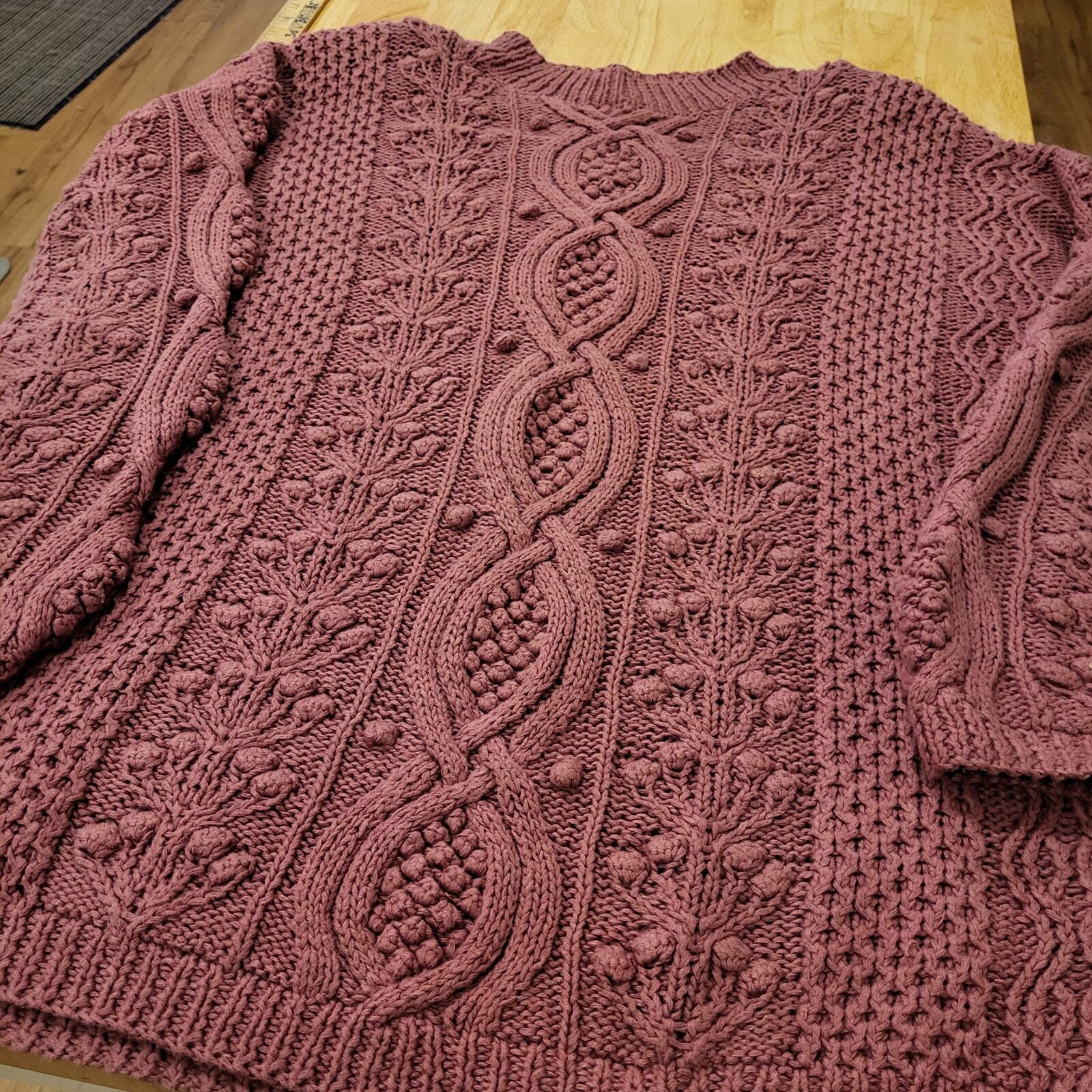Express Tricot Vintage 90's Chunky Handknit Pink Sweater Ramie Cotton Large