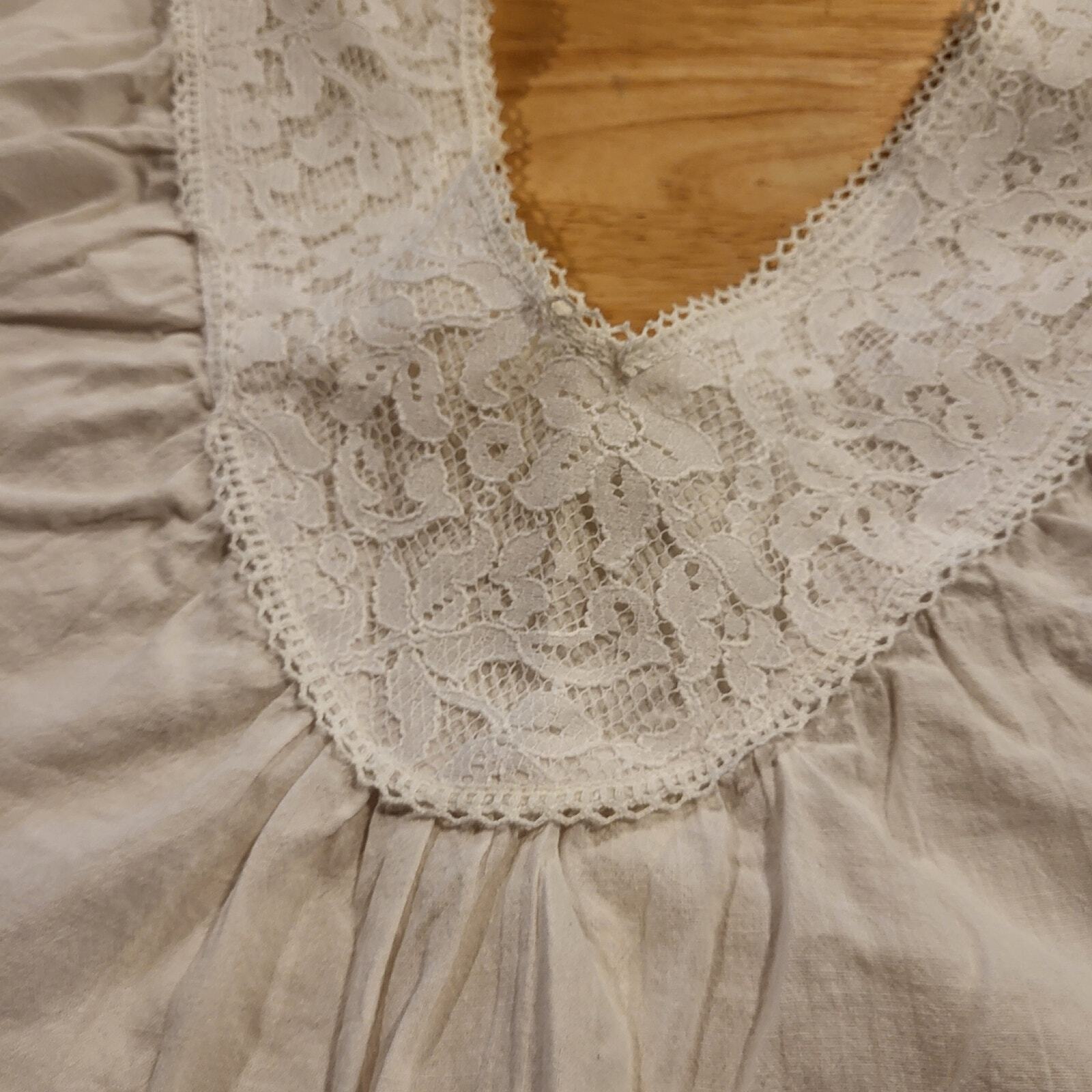 Byer California Cotton Lace Wing Sleeve White Blouse 19" Pit2Pit Small