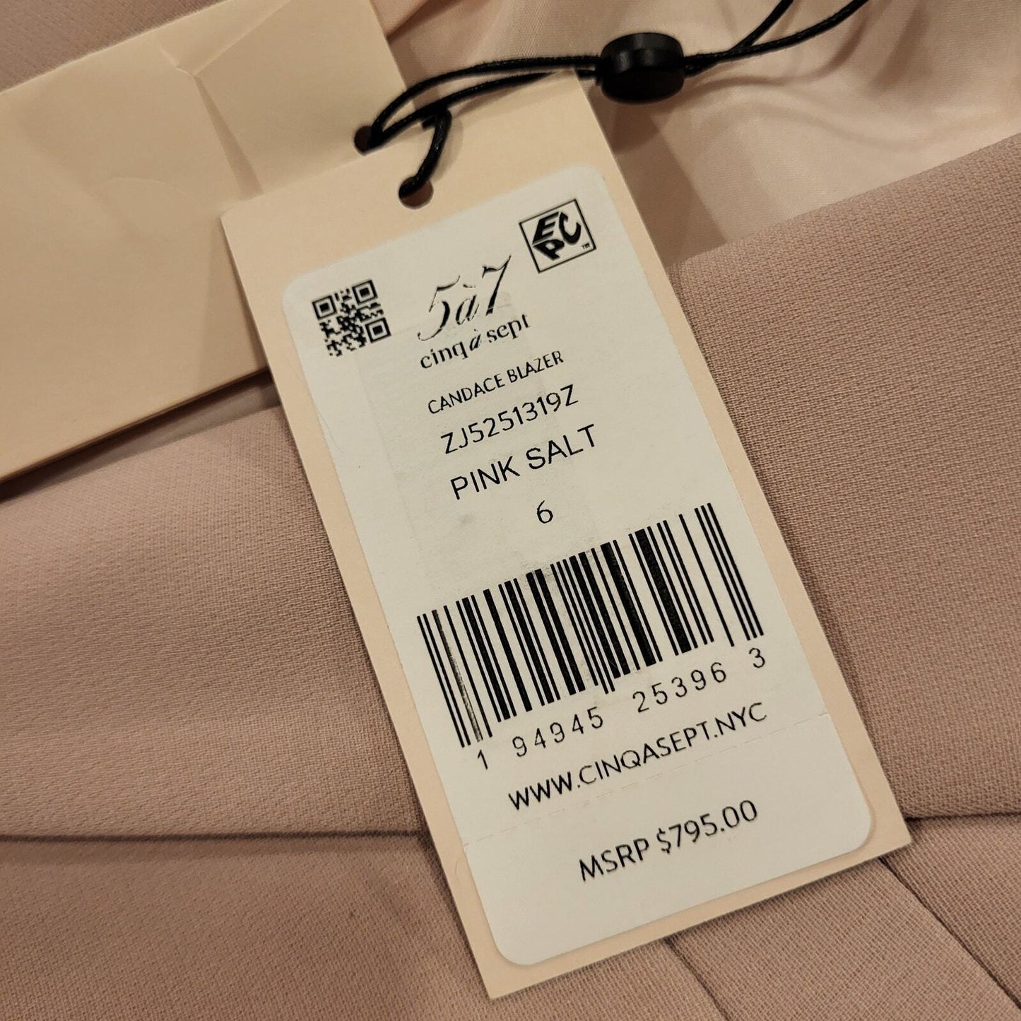 Cinq a Cept Pink Salt Candace Beaded Blazer Size 6 18" Pit 2Pit