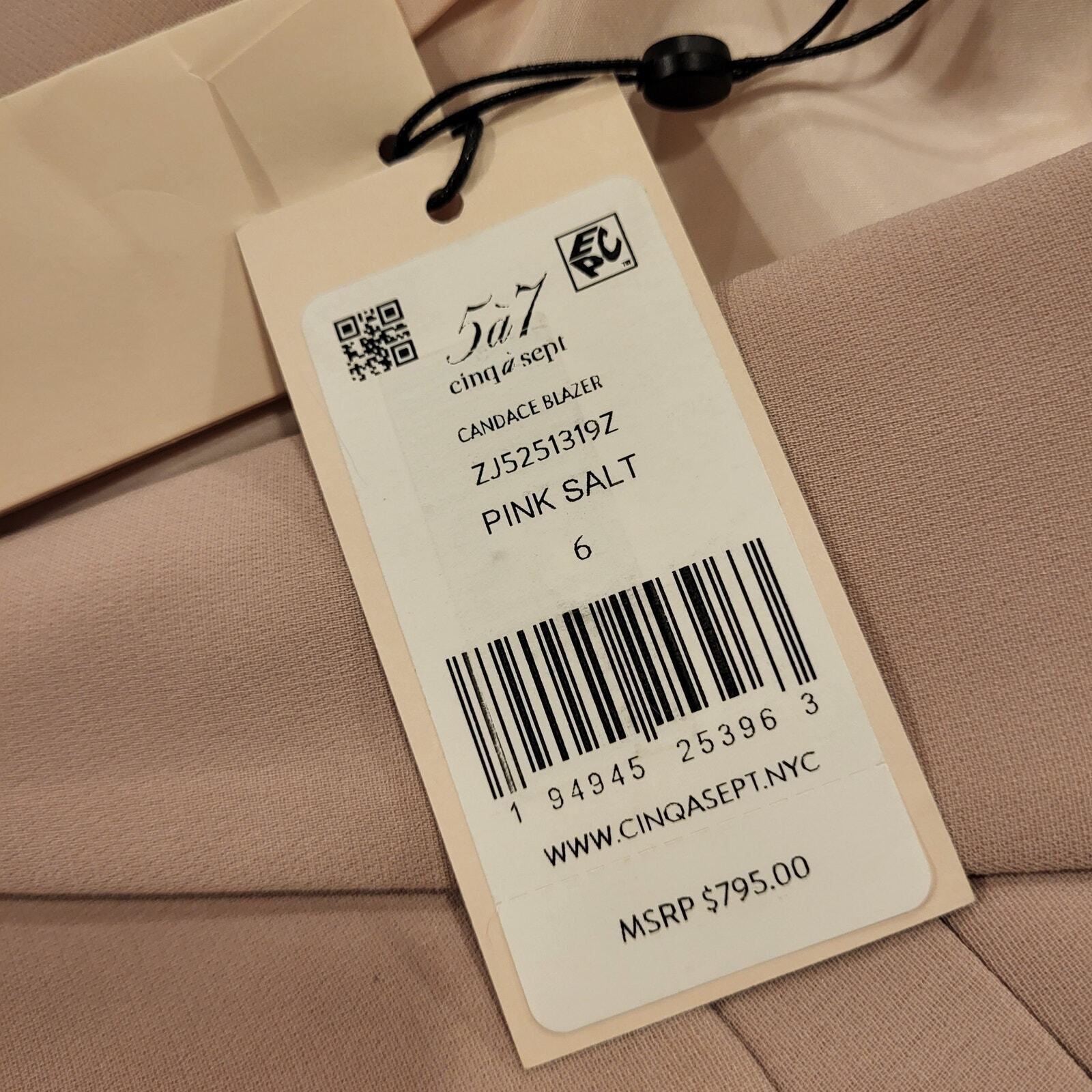 Cinq a Cept Pink Salt Candace Beaded Blazer Size 6 18" Pit 2Pit