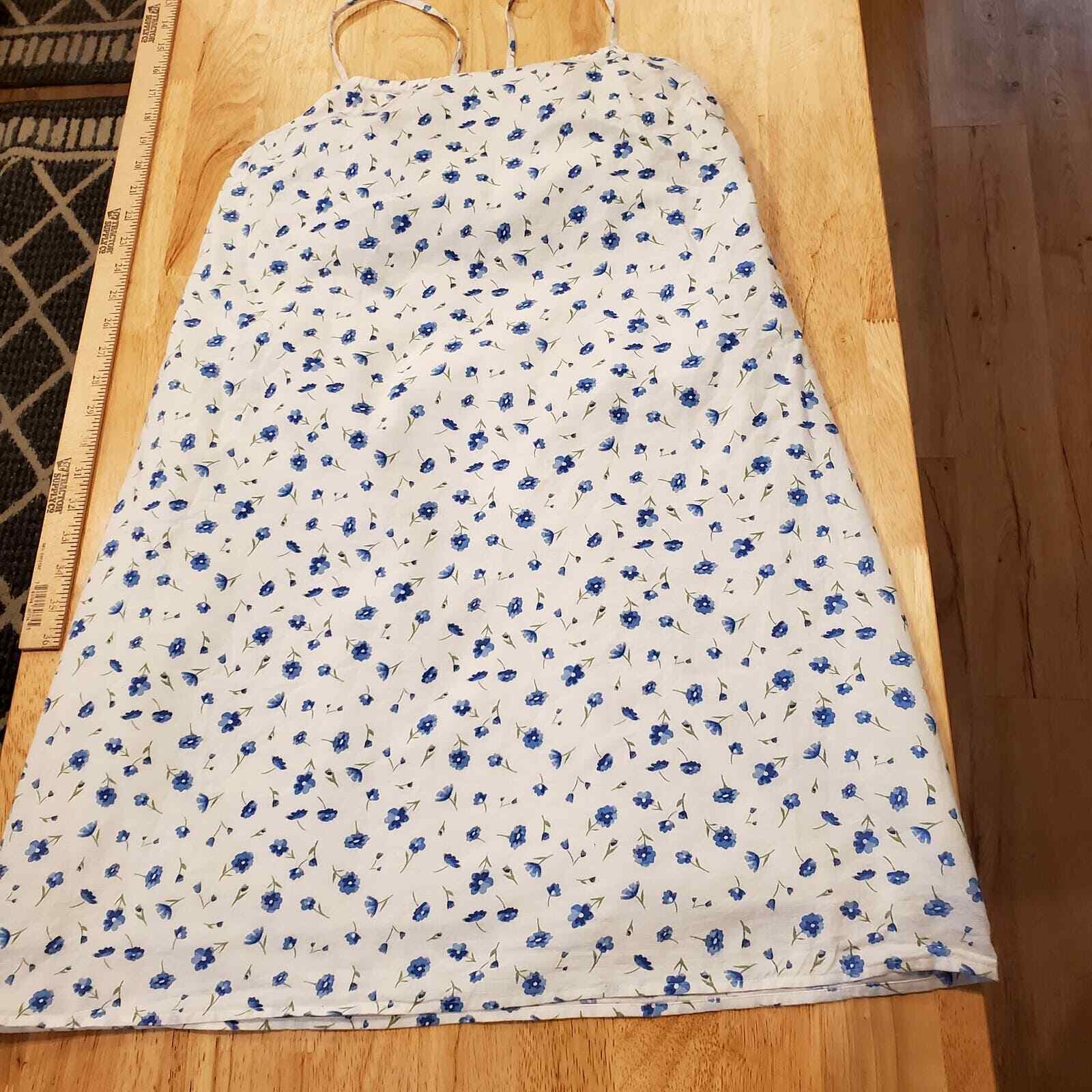 Cornflower White American Eagle Tie Back Dress Spaghetti Straps Knee Length 