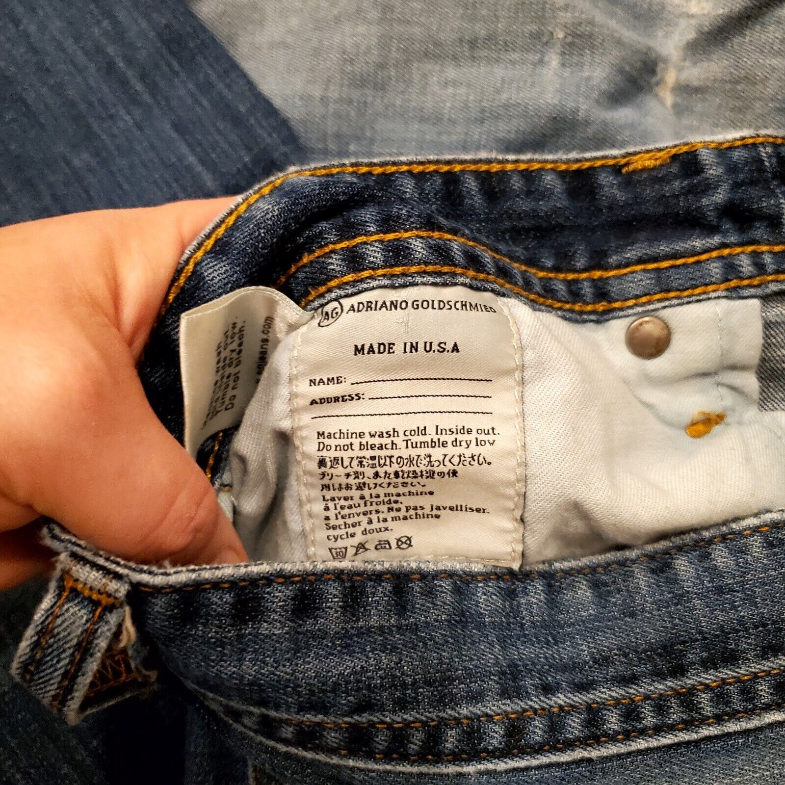 Adriano Goldschmied Jeans The Protege Straight Leg 36x32 Made in the USA 