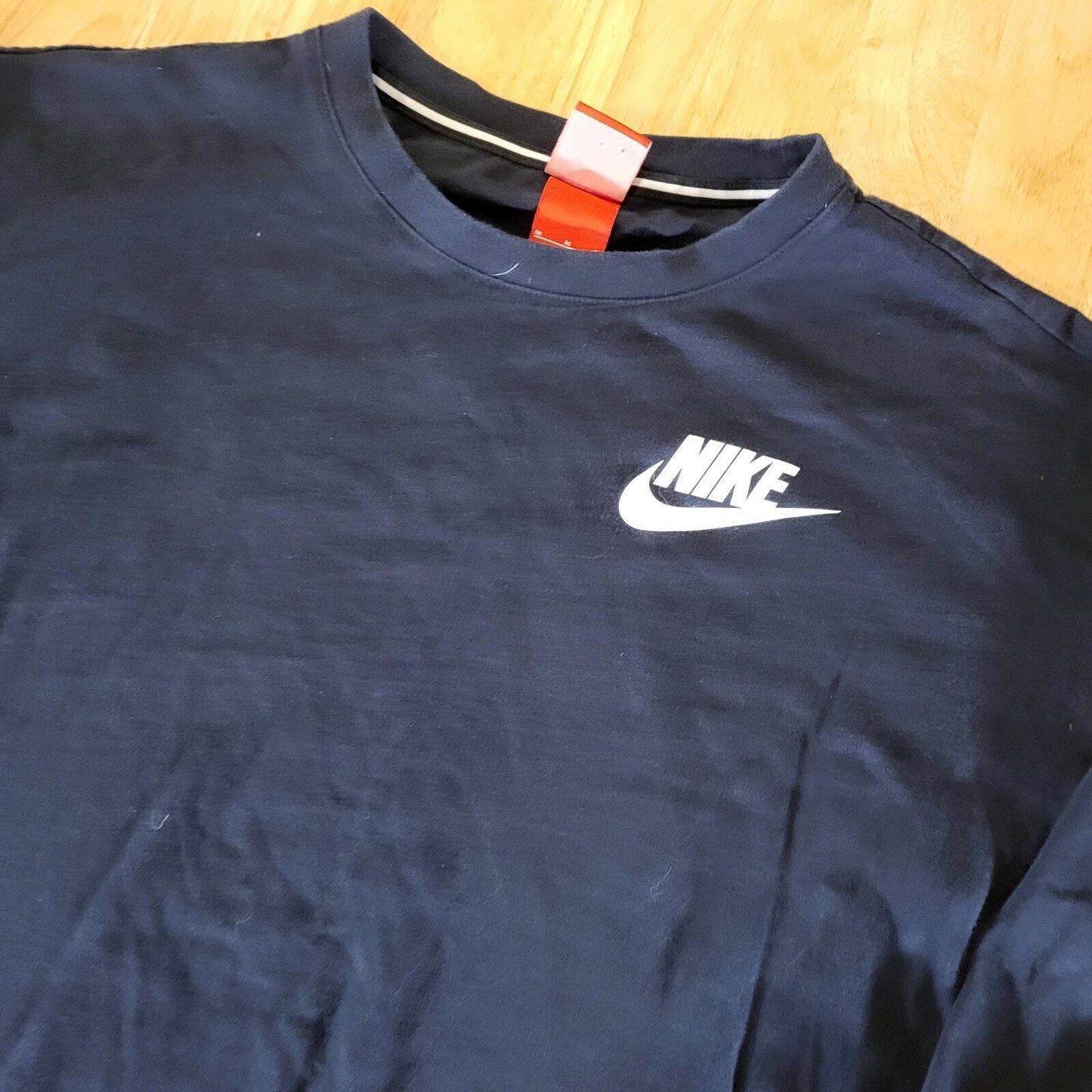 Nike Just Do It Blue White Stripe 3/4 Sleeve Shirt Jersey Medium 