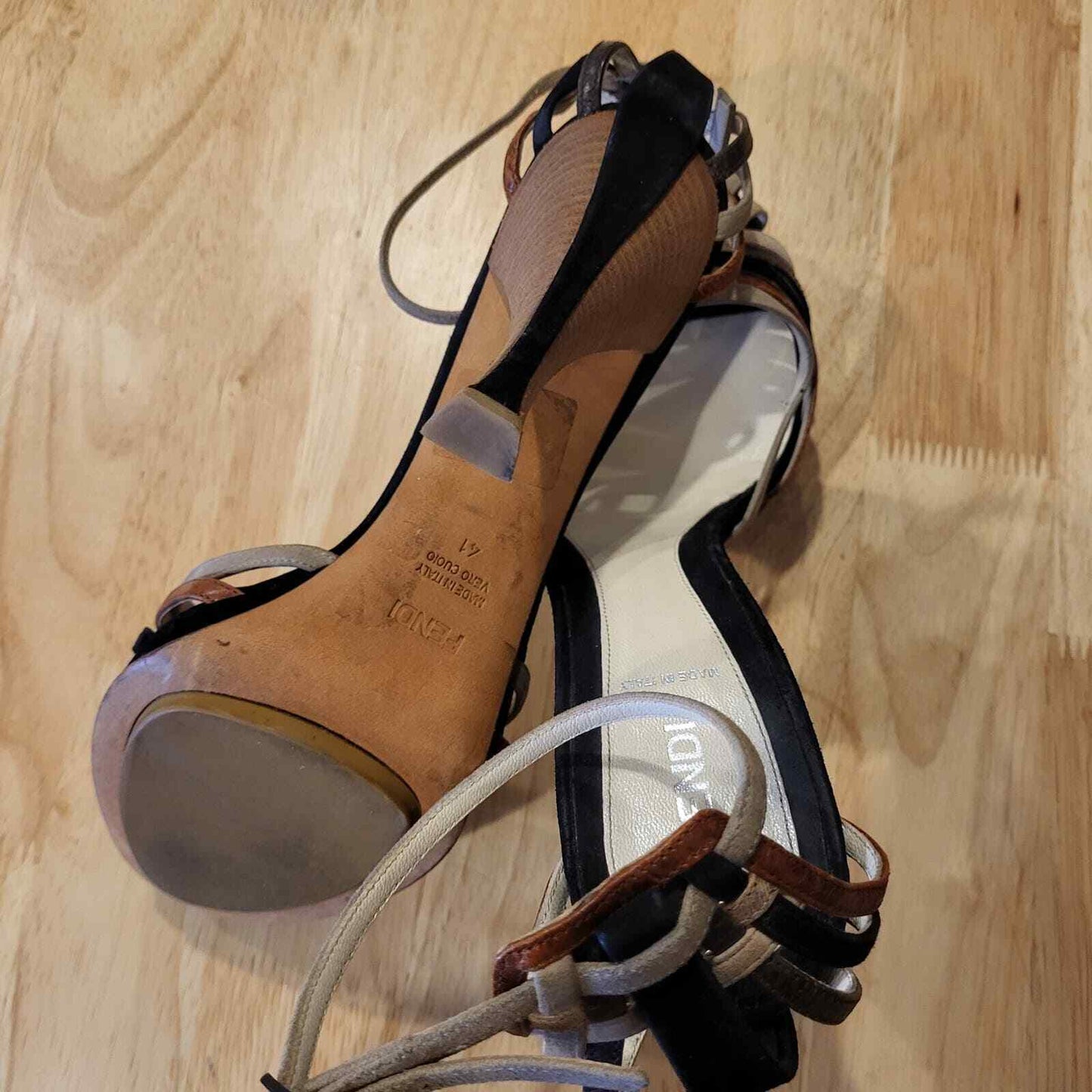 Strappy Leather Multi-color Fendi Stilletto Heals 41 Ankle Strap 