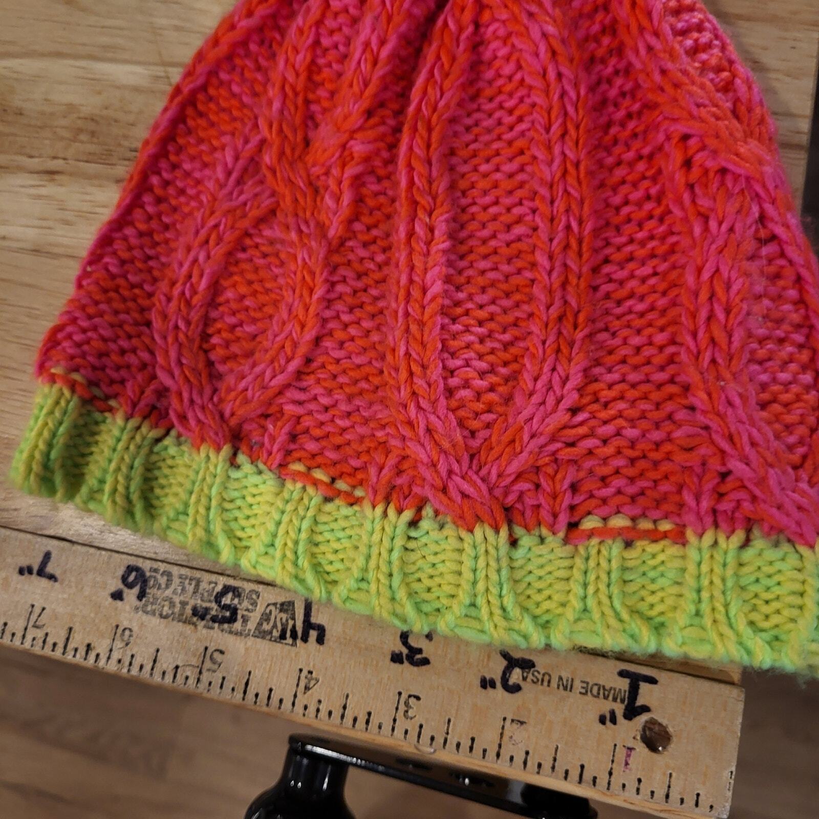 Neon Pink Green Blue Beanie Claire's Kids Pompom Knit 
