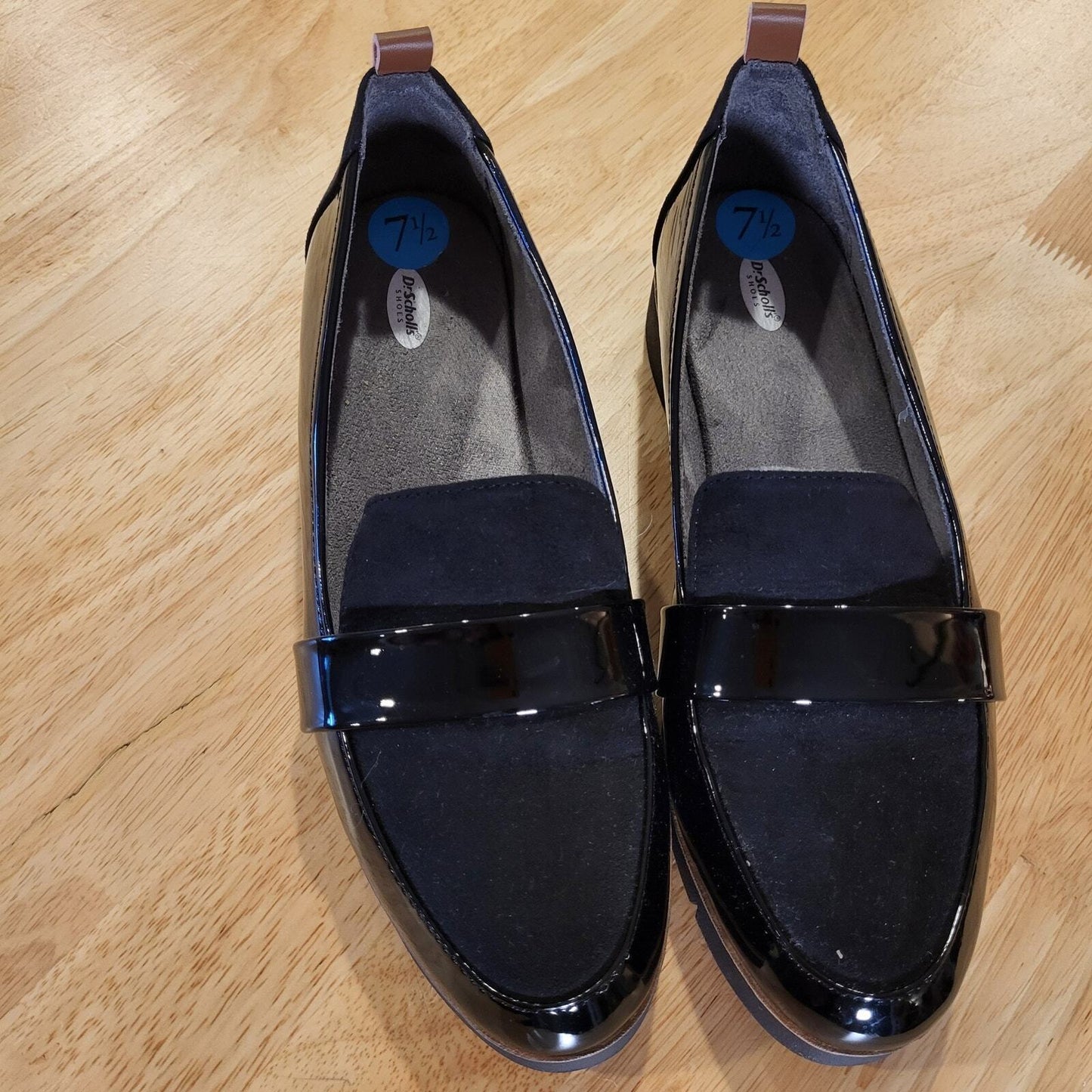 Dr. Scholl's Suede Patten Leather Size 7.5 Black Comfort  