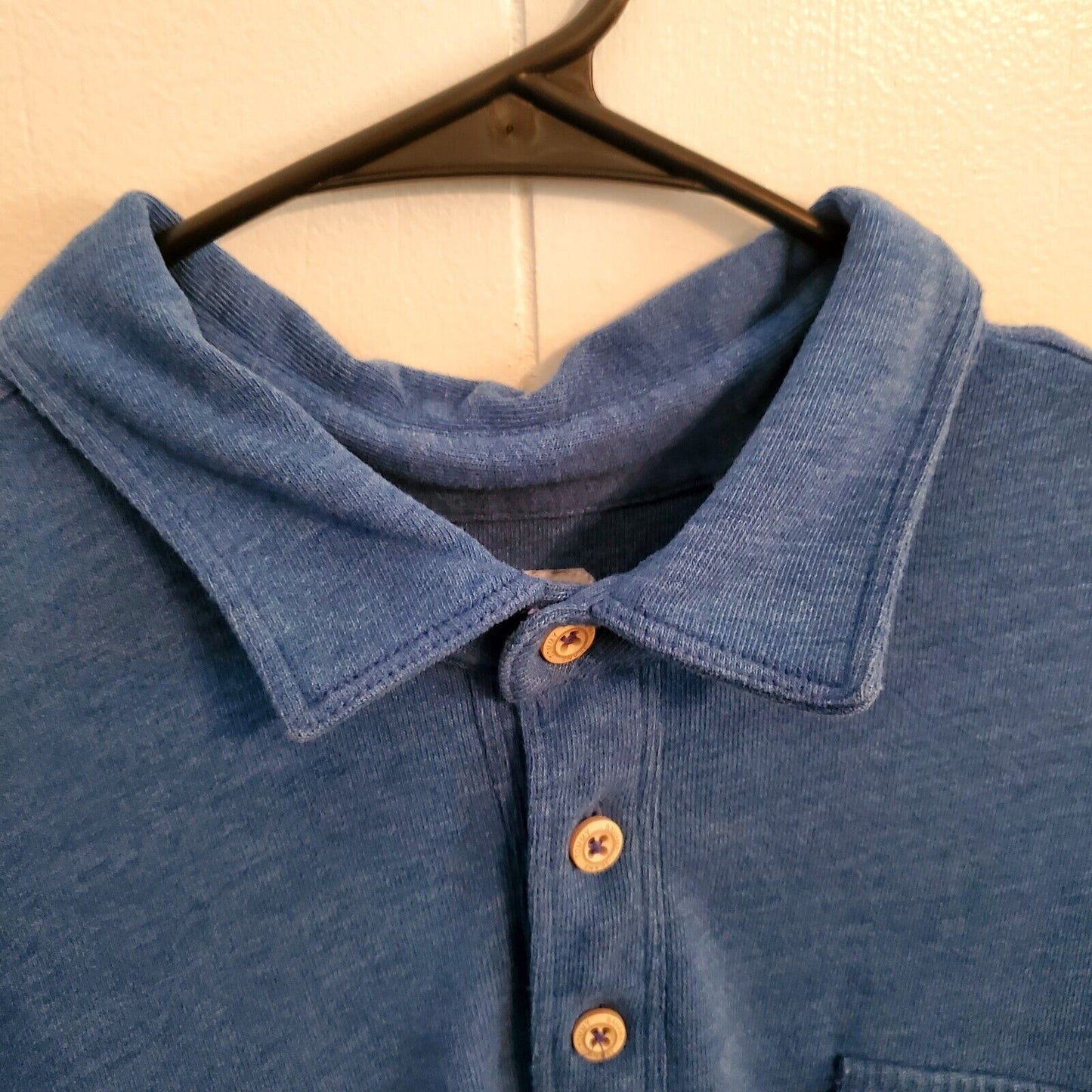 Tommy Bahama 3/4 Button Blue Jersey Long Sleeve Men's Shirt