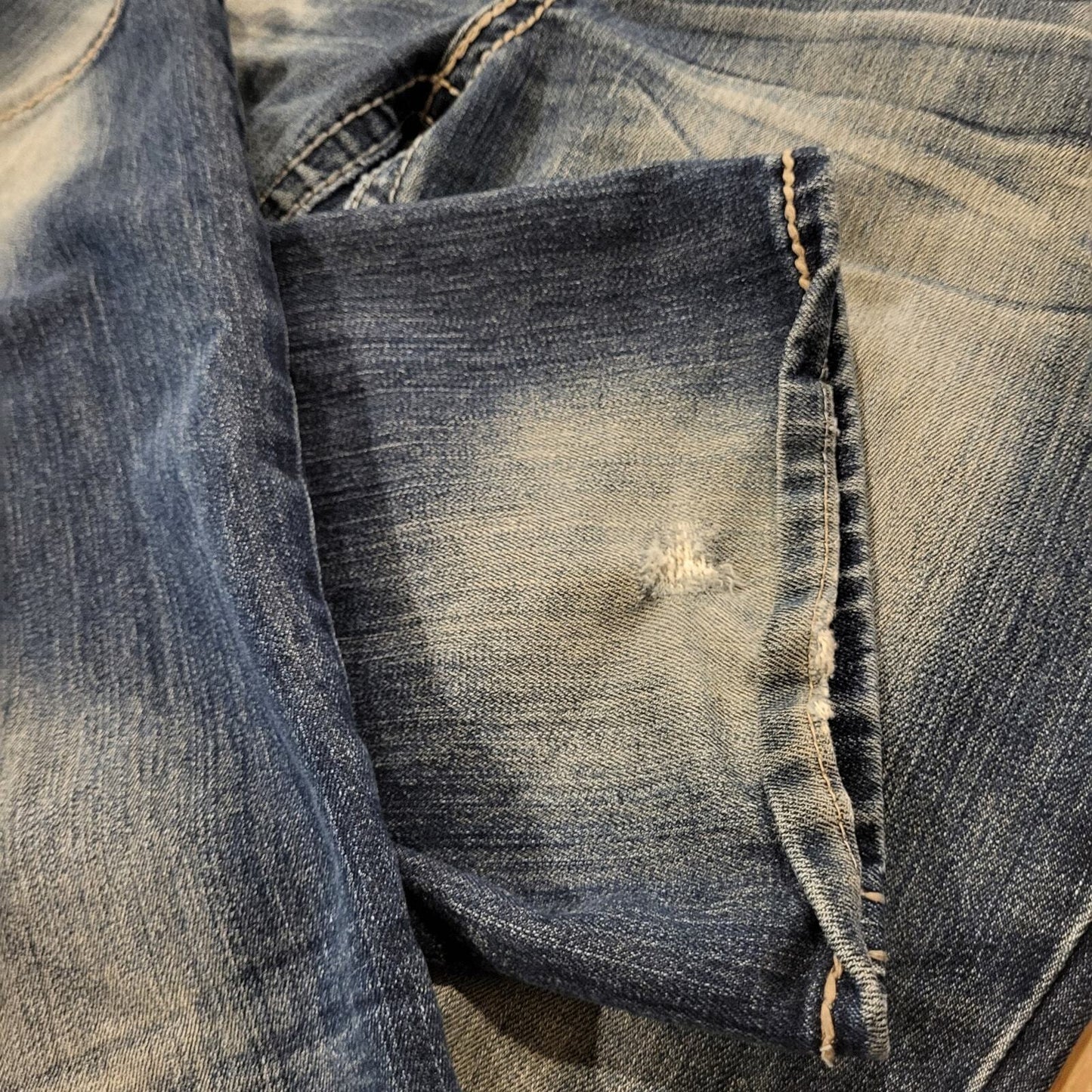 Vintage Dollhouse Jeans 40" Waist Ripped Crotch Damaged Y2K Craft