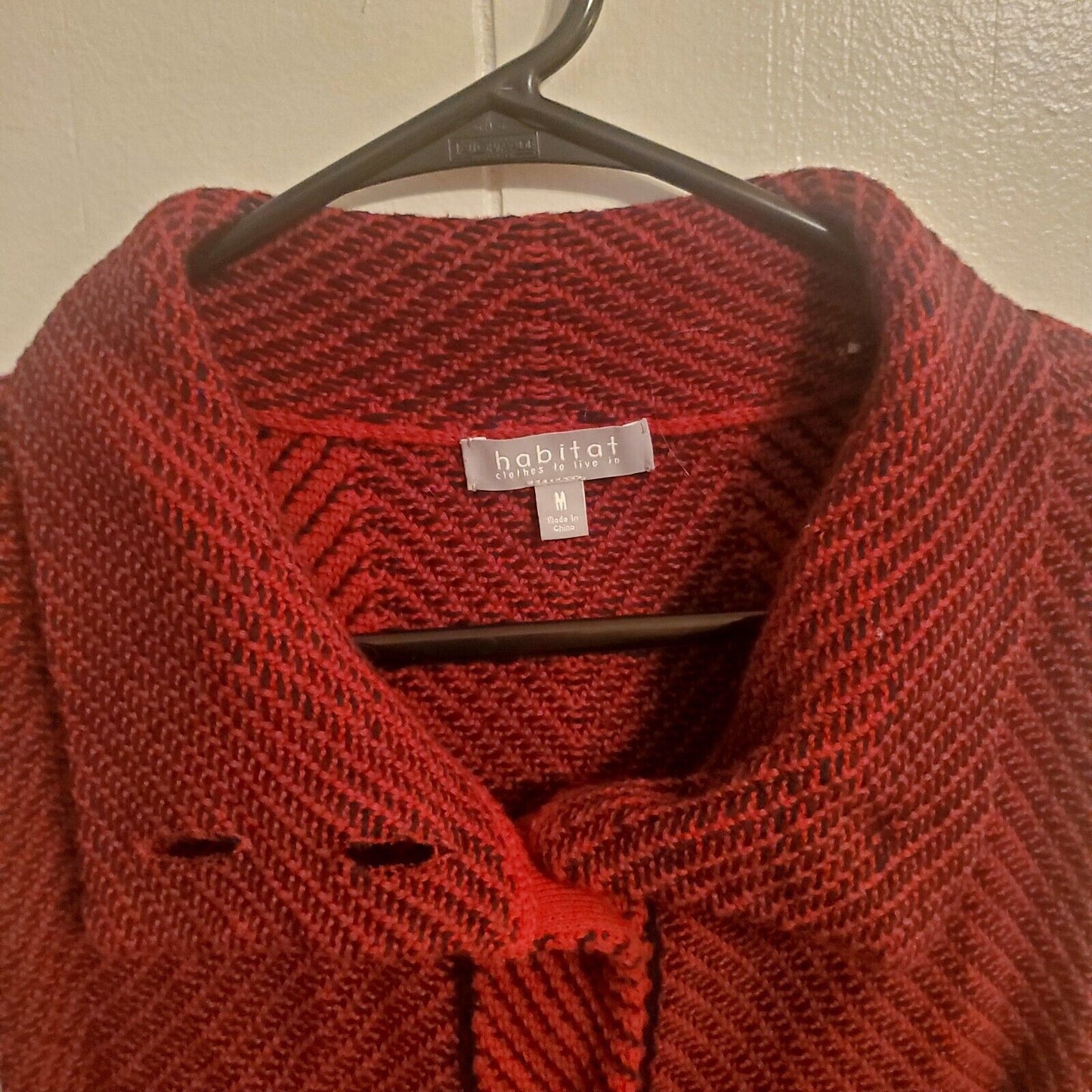 100%Cotton Habitat Clothes To Live In Button Front Chevron knit vest red black