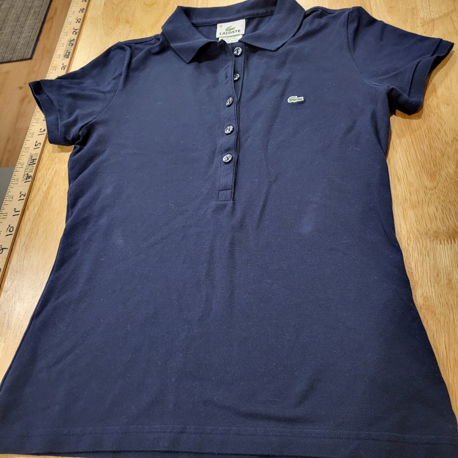 Navy Blue Lacoste Golf Polo Size 38 16" P2P (See Photo for Discoloration)