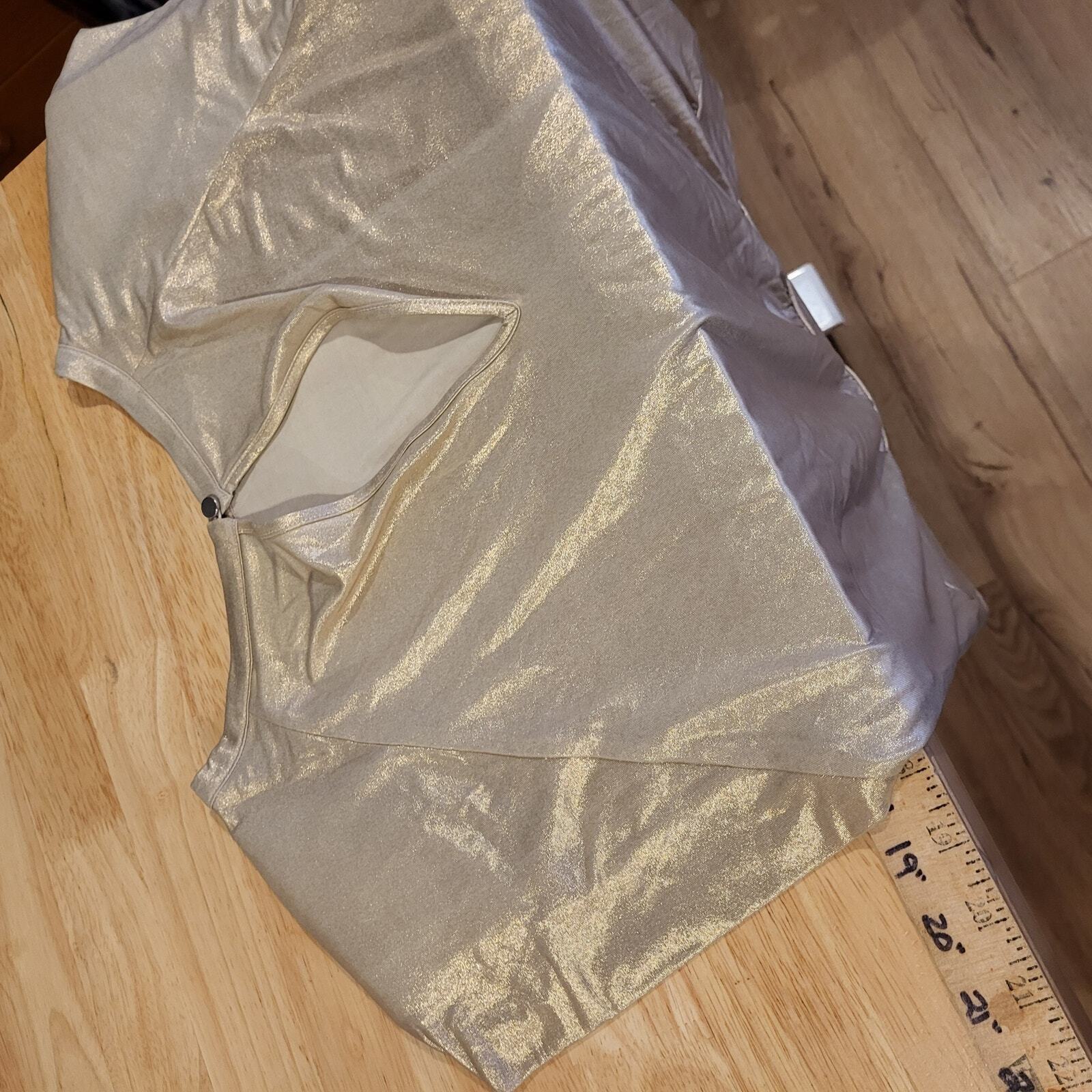 Anthropologie Maeve Gold Shiny shimmery batwing Blouse XS 19" P2P doleman sleeve