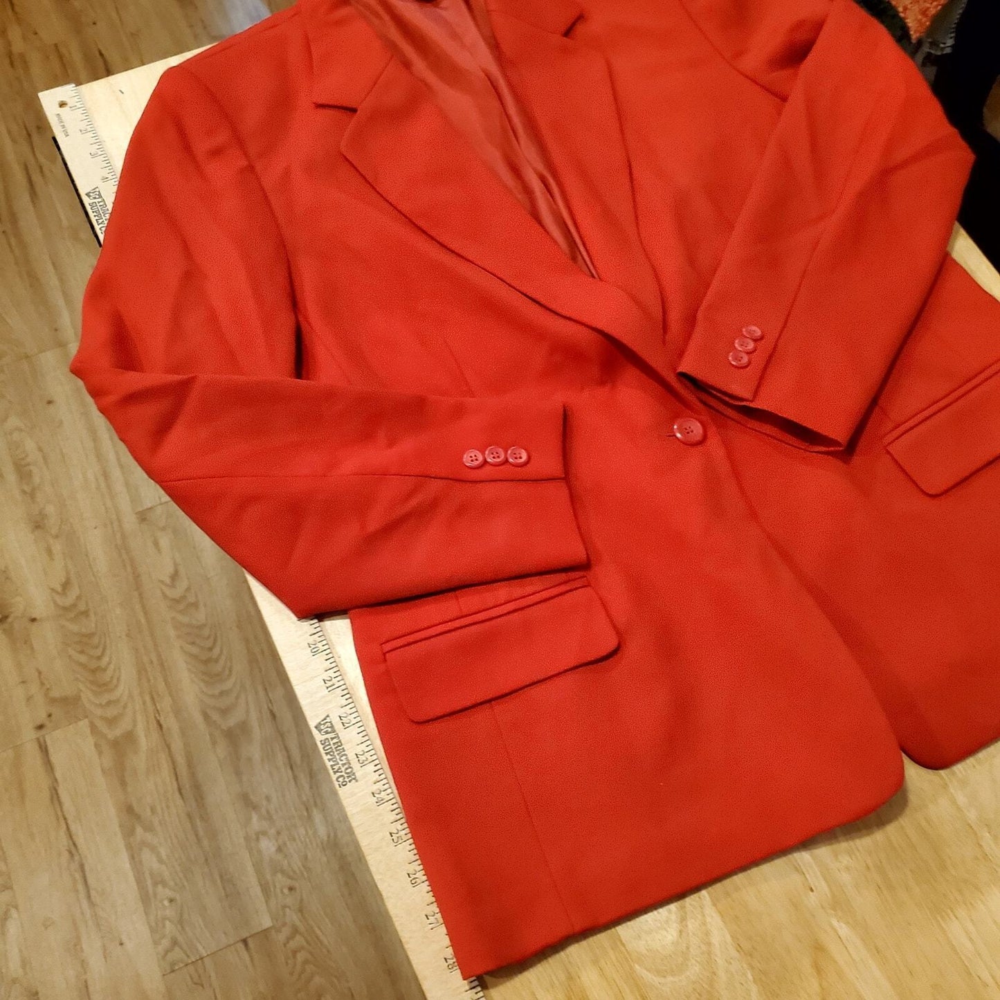 Pendleton VINTAGE  100% Virgin Wool  Red Blazer Size 16 22" Pit 2 Pit Pockets 