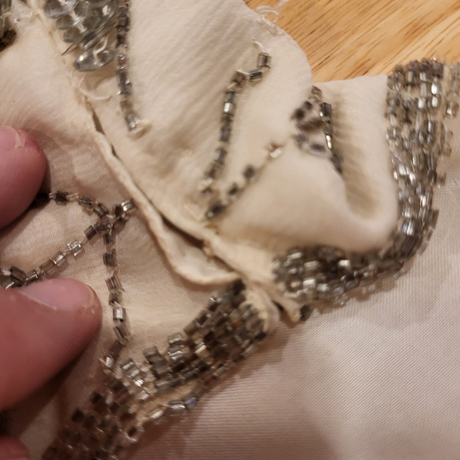 Vintage silk sequin fishtail Short Sleeve Scalloped sleeve Blouse 80's