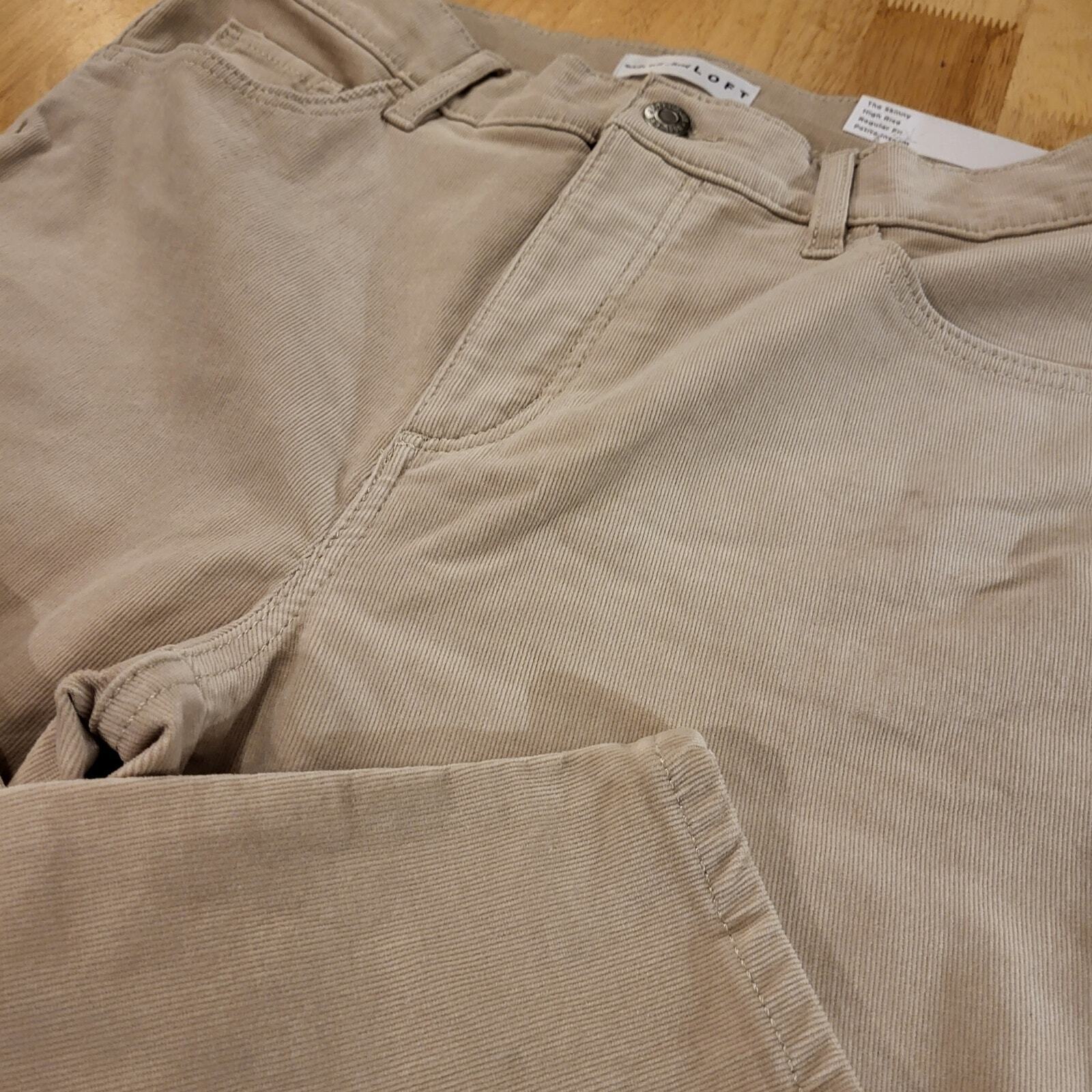 NWT Loft The Skinny High-Rise Petite 29 Khaki Beige Corduroy  37" Length