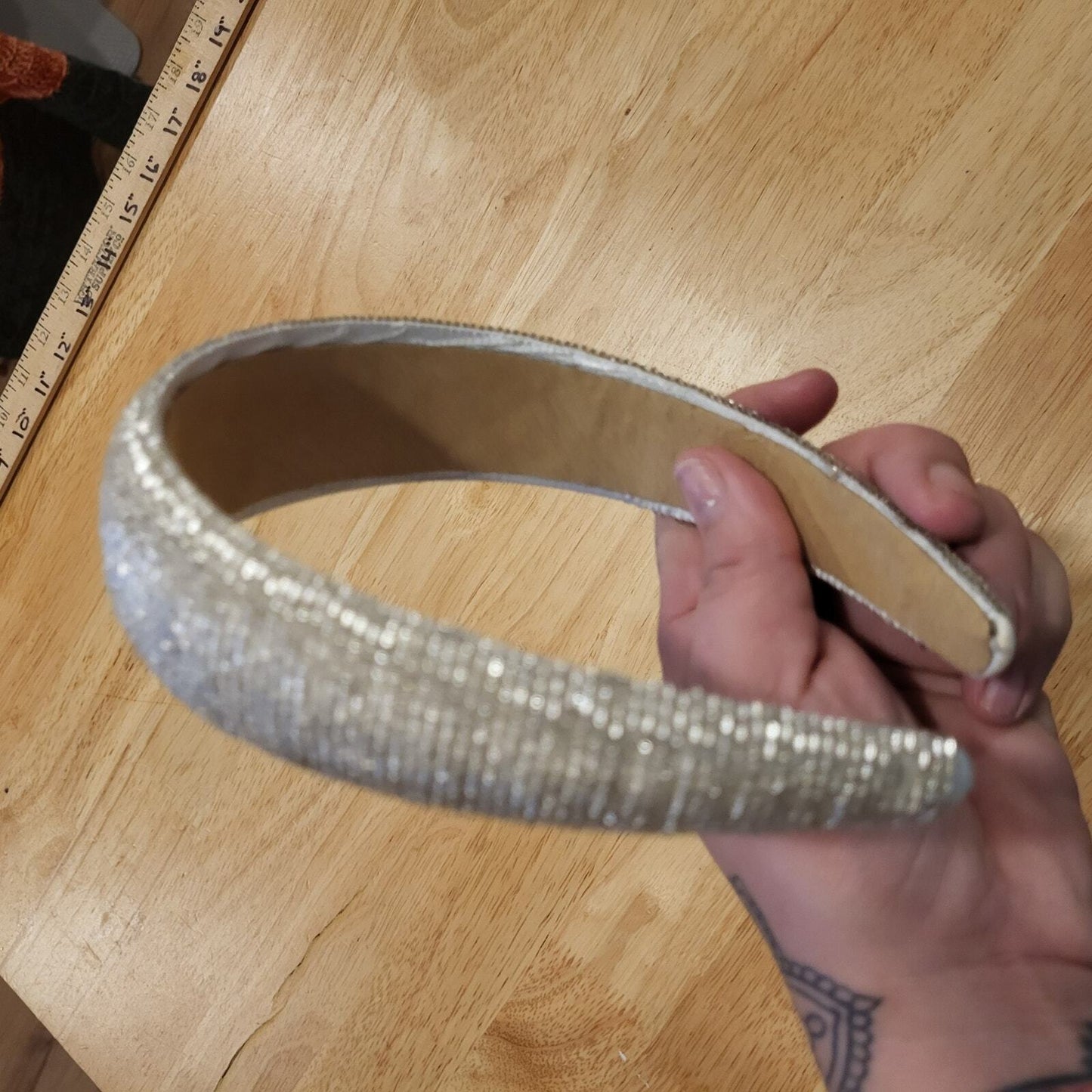 Silver Beaded Headband Never Worn One Inch Wide