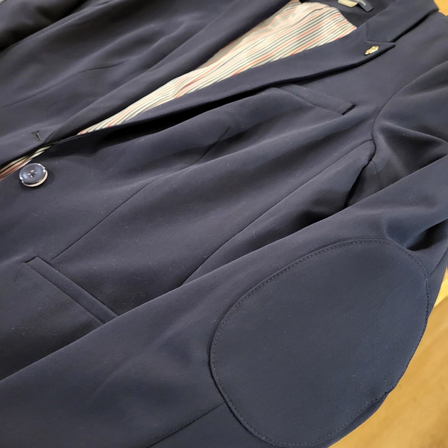 Tommy Hilfiger Size 10 Blue Blazer Satin Striped Lined Button & Gold Detail