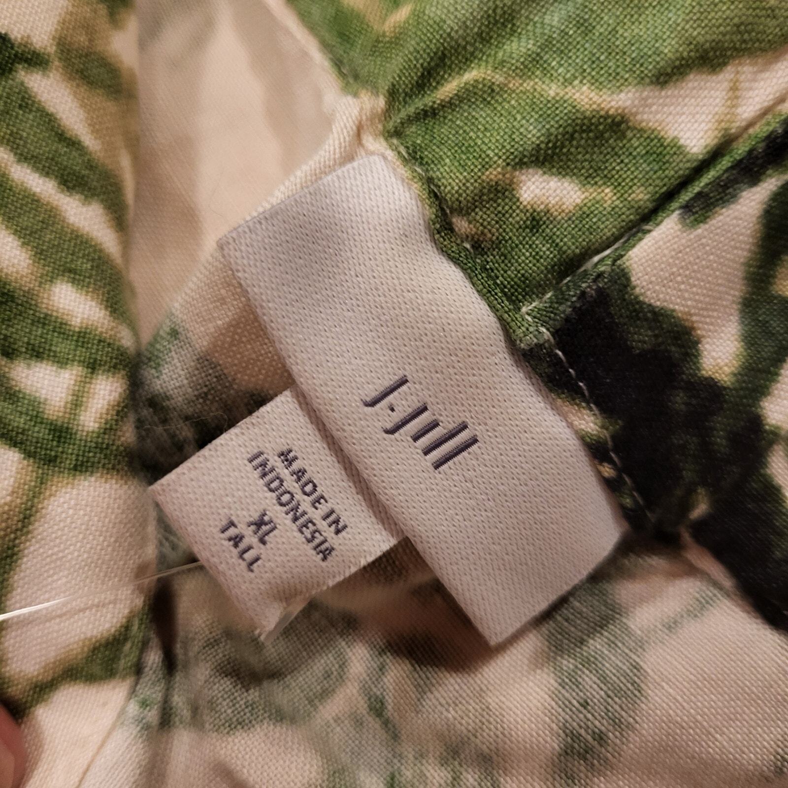 Nwt J. Jill Botanical Print Elastic Waist Wide Leg Nylon Blend Trousers XL Tall