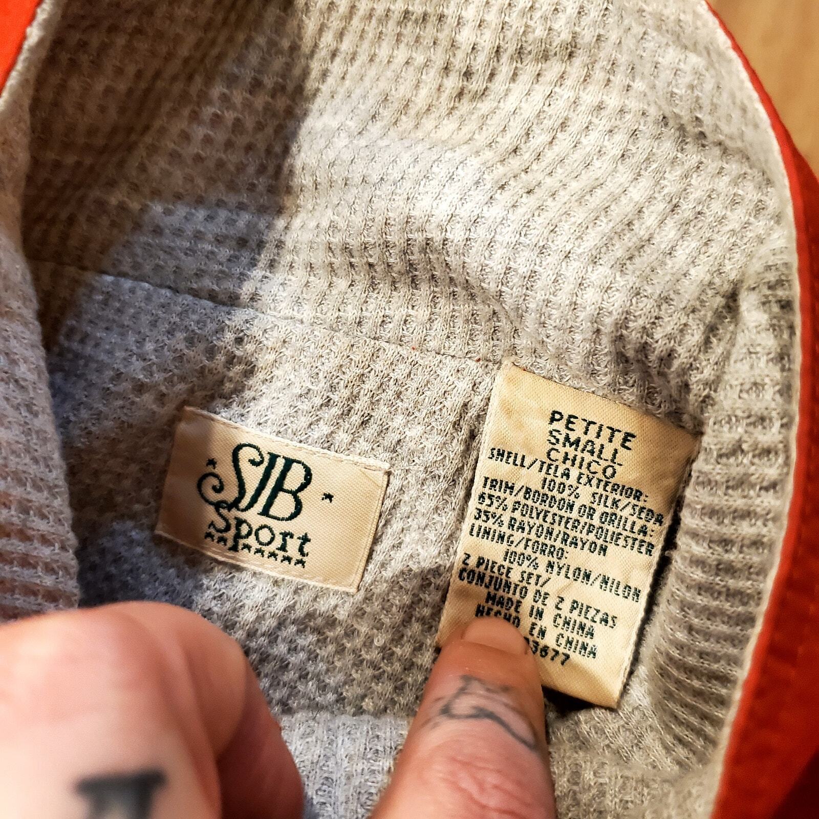 Silk Vintage St. Johns Bay Red Silk Bomber Jacket Contrast Cuff Button Pocket