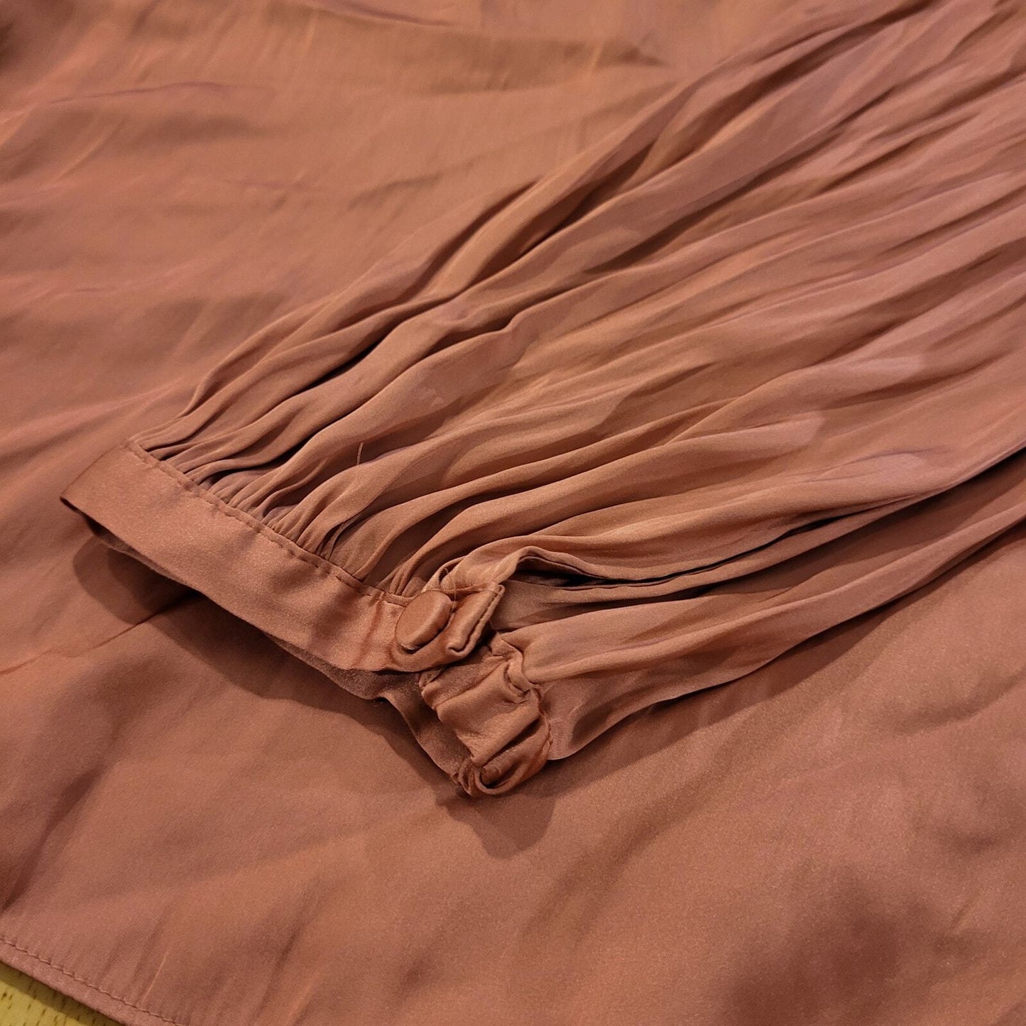 Re-Imagined J. Crew Pink Satin Long Balloon Sleeve Tie Pleat Detail Blouse 23"