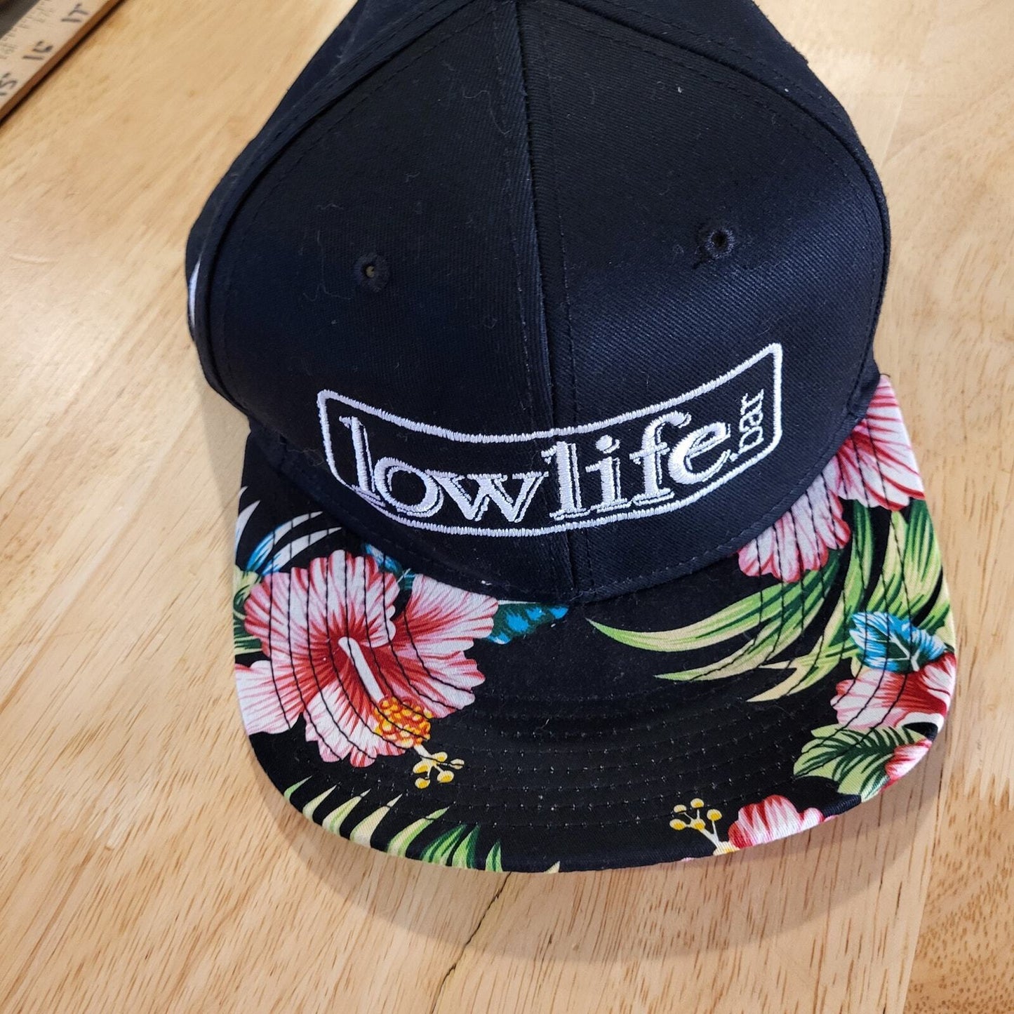 Lowlife Bar Floral BLACK baseball hat Folly Beach South Carolina Snap Back