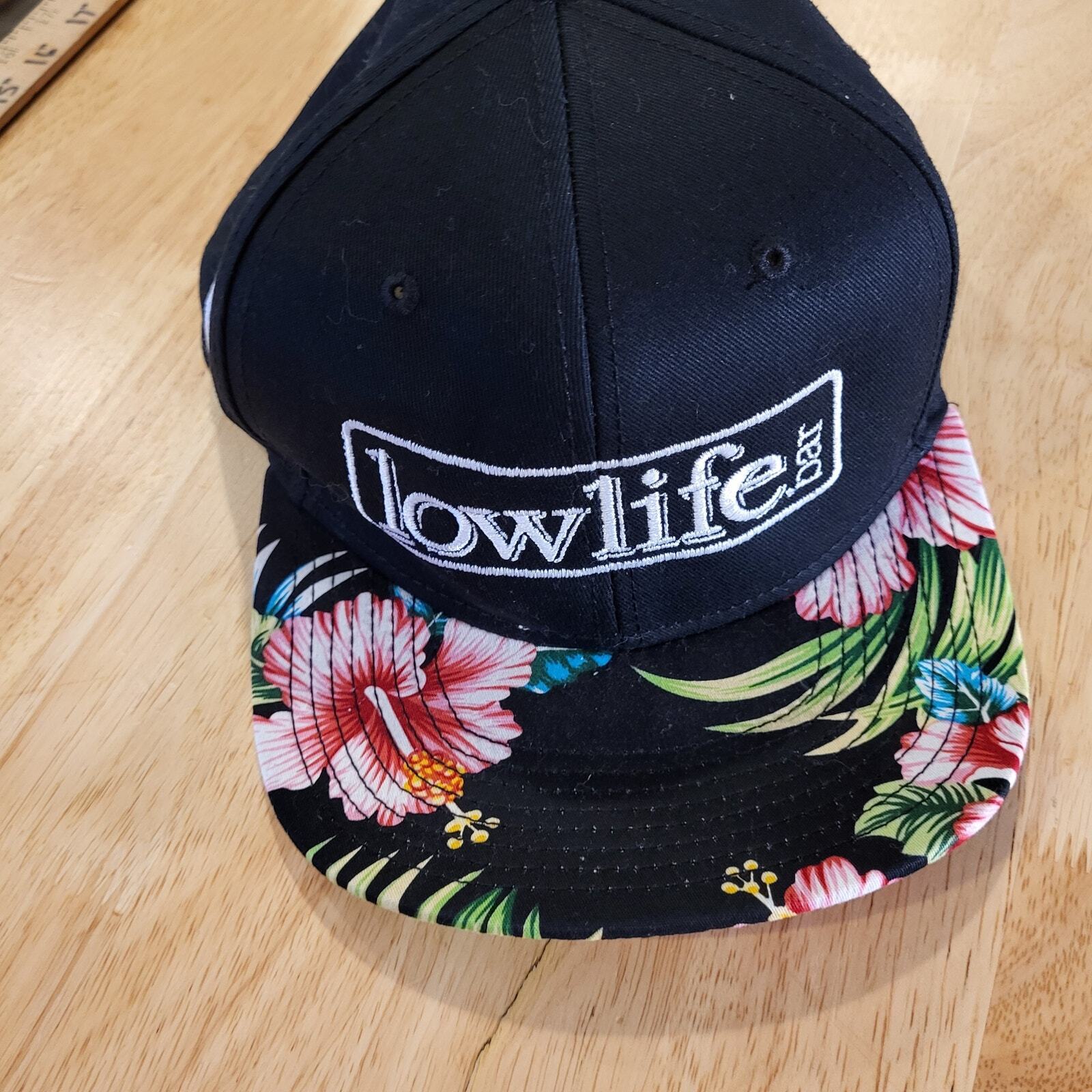 Lowlife Bar Floral BLACK baseball hat Folly Beach South Carolina Snap Back
