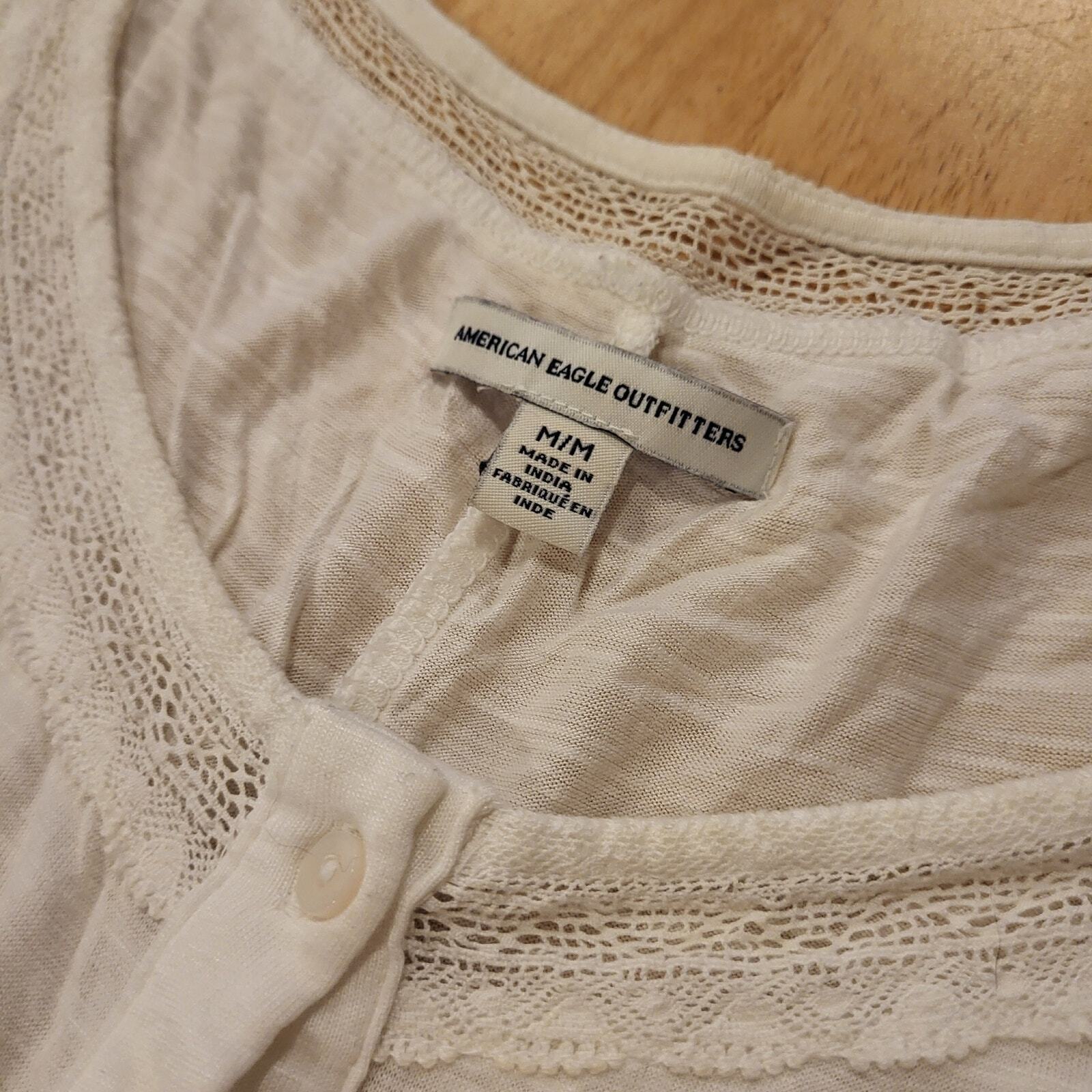 American Eagle Outfitters Flutter Y2K Lace Eyelet T-shirt Blouse Medium Cotton