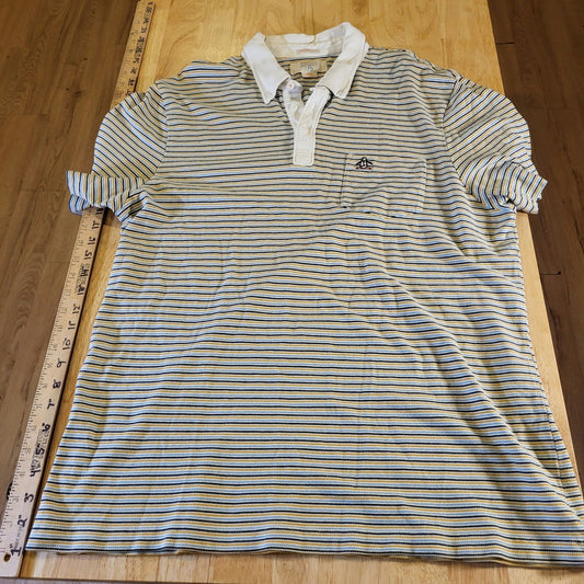 Penguin Heritage Fit XXL Blue & Orange Golf Polo Contrast Collar '75 23" p2p
