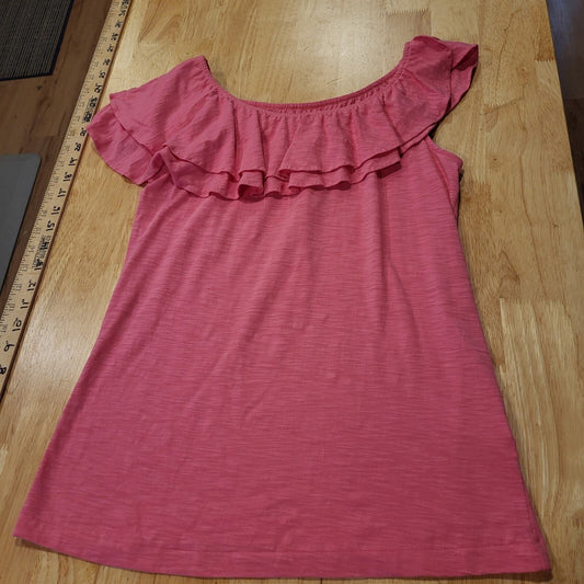 Lilly Pulitzer Pink Ruffle Off Shoulder Elasticated T-Shirt Small