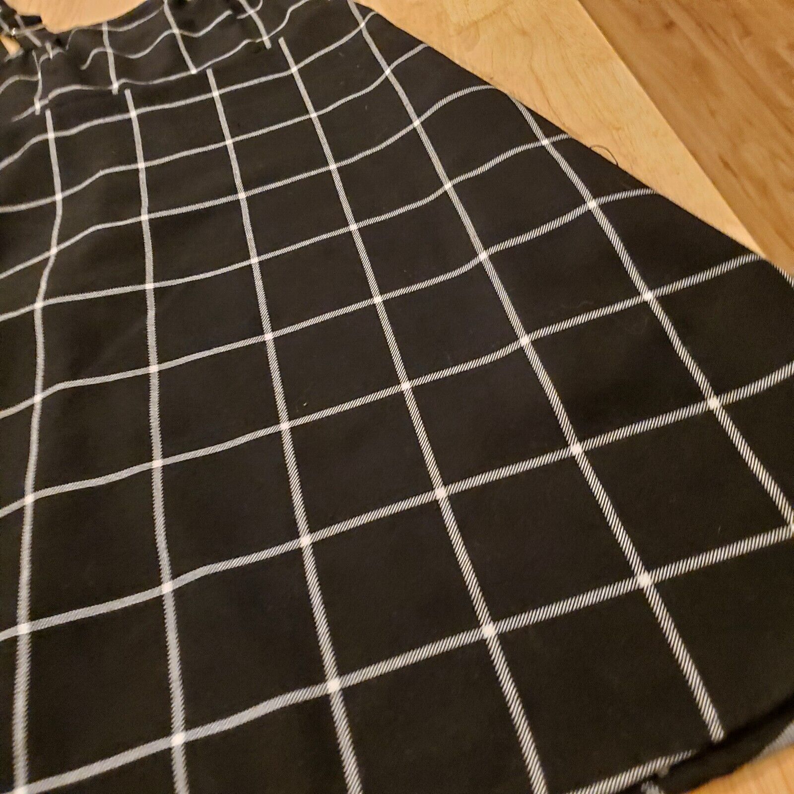 Hot Topic Black Pinafore With White Check Silver Hardware Shirred Back Sm