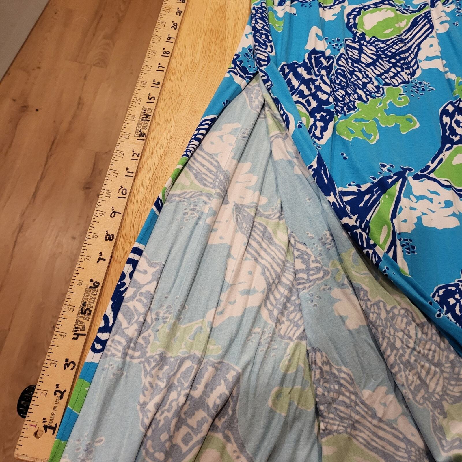 Lilly Pulitzer Calissi Sound The Horn Maxi Jersey Dress Gold Necklace Neckline