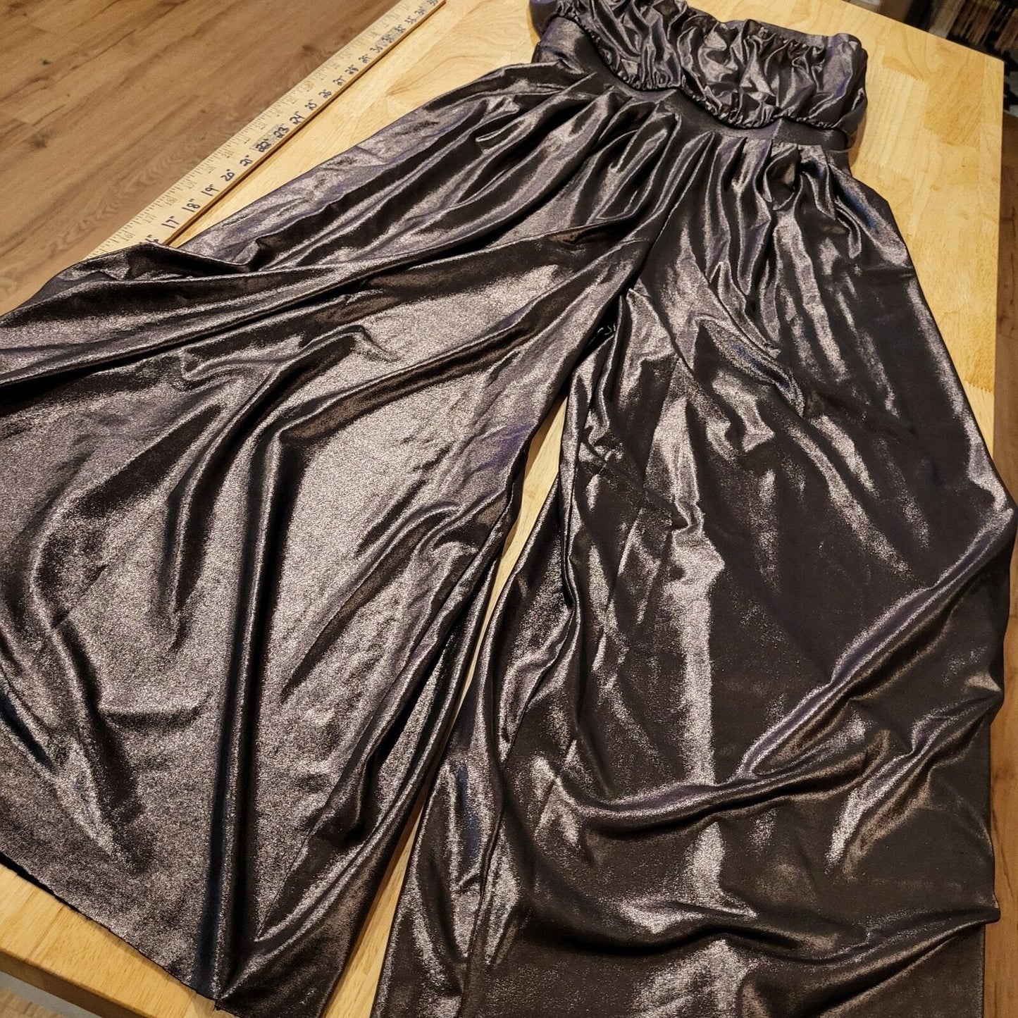 Urban Outfitters Hollywood Metallic Jumpsuit Tube Top Wide Leg SP 28" Bust 
