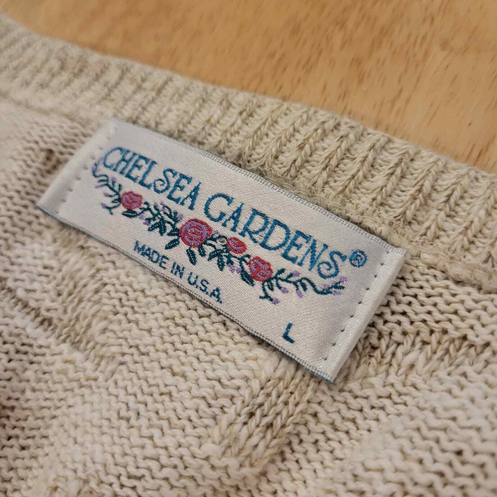 Vintage Sweater School Teacher Theme Embossed ABC 123 Beige Cardigan Large USA