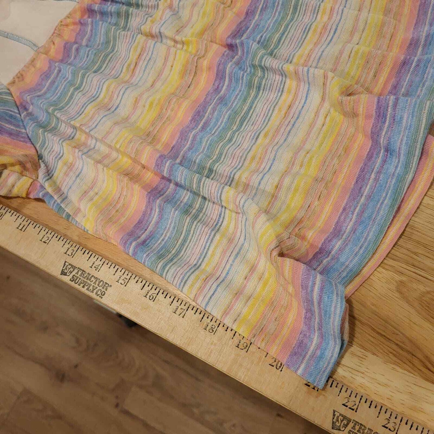 Vintage Rainbow Flutter Sleeve Pastel Jersey Knit T-shirt 17" pit2pit Small