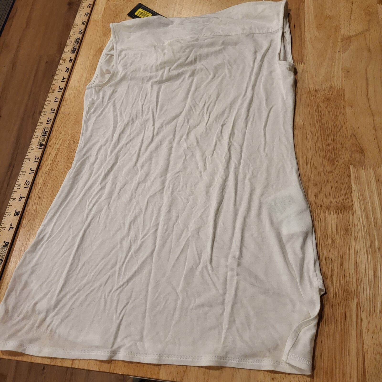 NWT BCBGMAXAZRIA XXS Lyra White Sleeveless Cowl Neck Knit T-Shirt