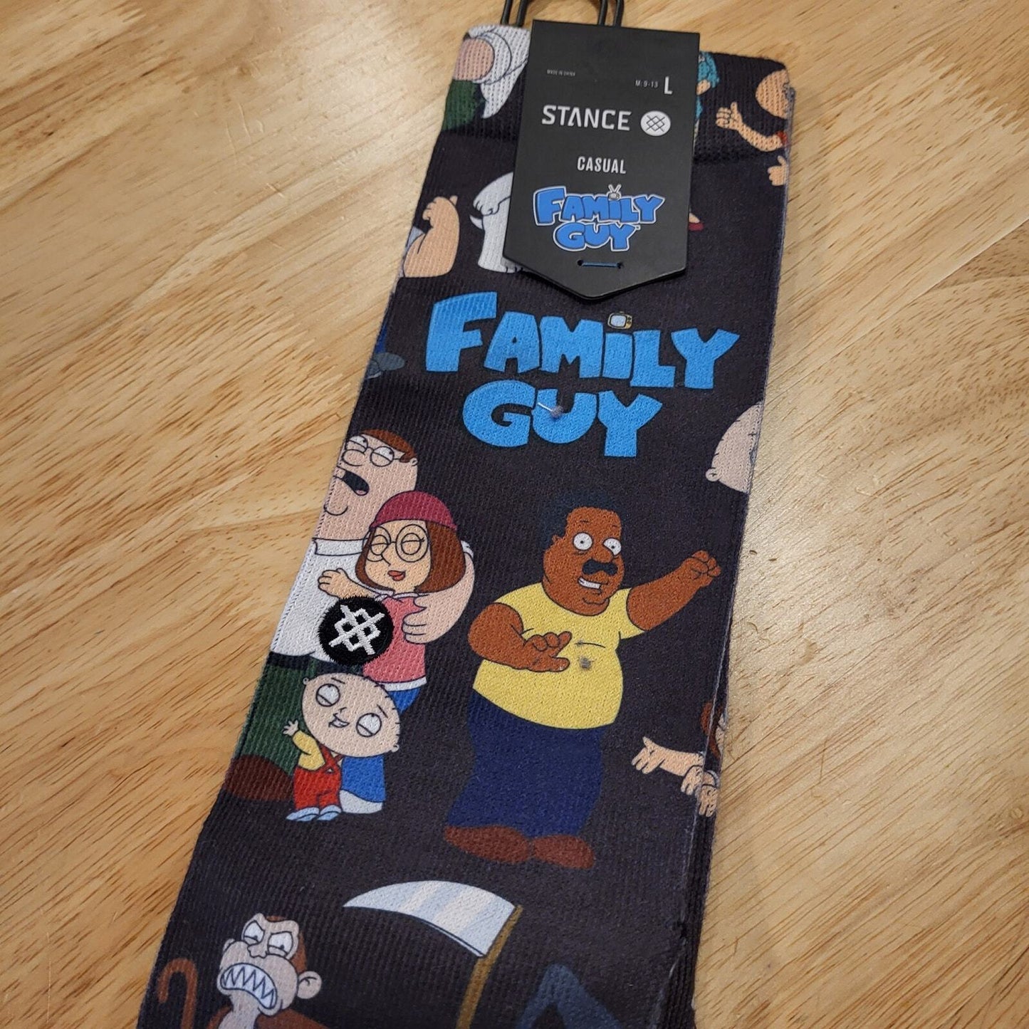 NWT Stance Family Guy Socks Black Background Large Cotton Blend Crew