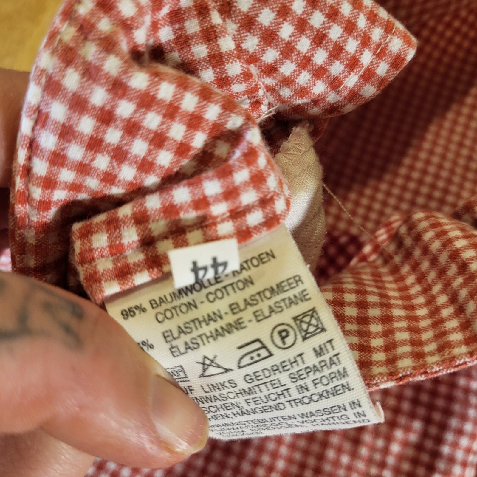 Vanilla Red Gingham Cotton Stretch Cigarette Pants 44 Zip Ankle Straight