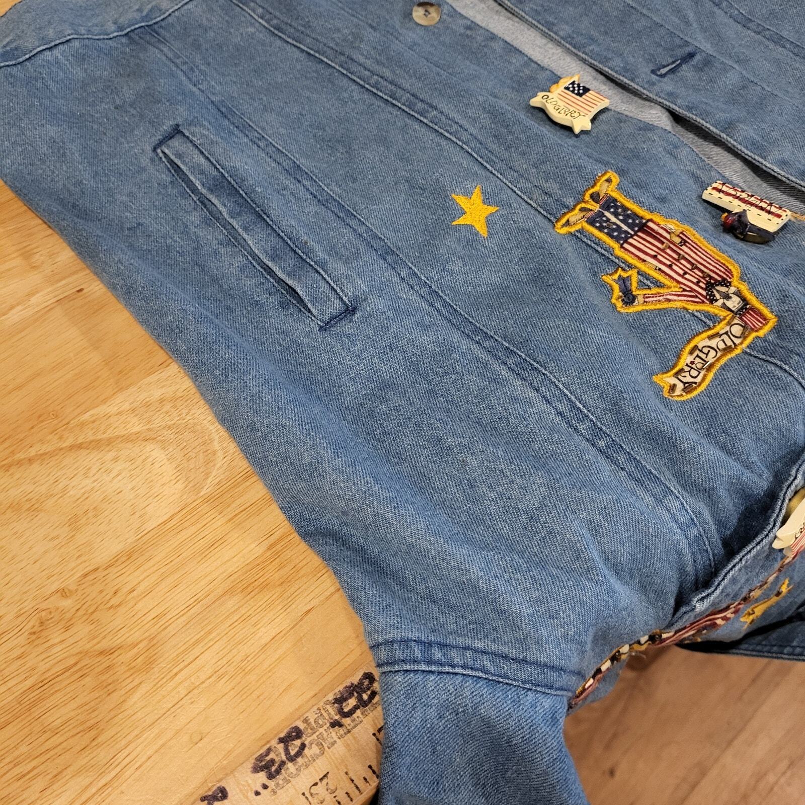 The Quacker Factory America Embroidered Jean Jacket Small