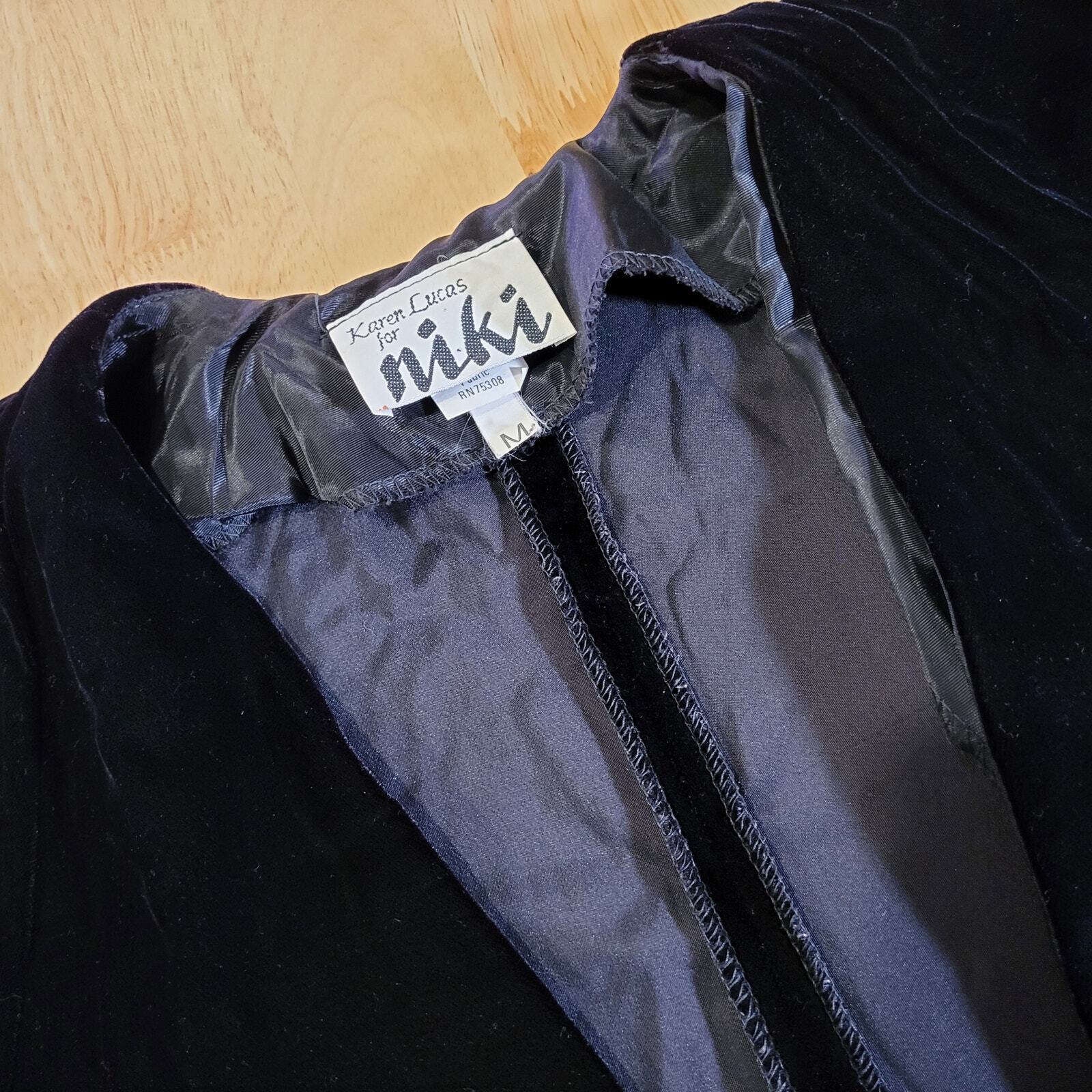 Vintage Velvet Black Niki Flare Opera Coat Lined Medium 22" P2P