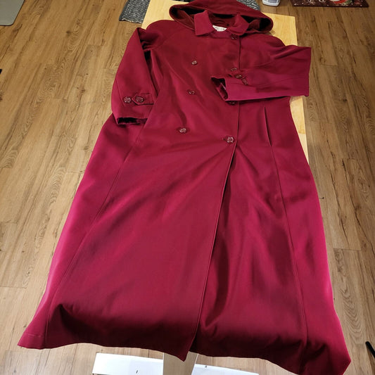 Preston & York Red Hooded Trench Removable Lining Size 6 24" P2P