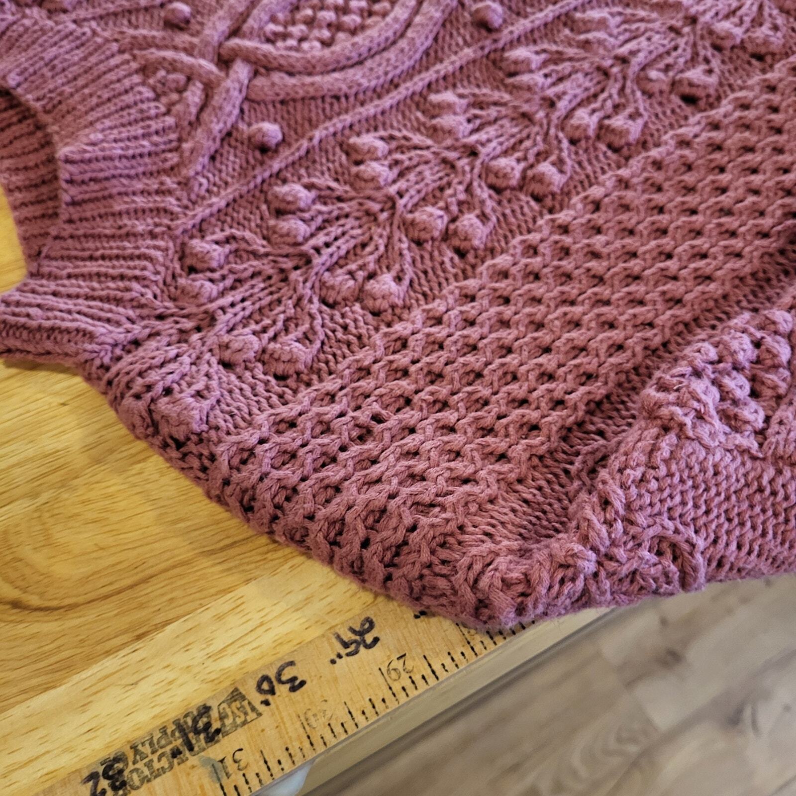 Vintage Express Tricot Handknit 55% Ramie 45% Cotton Pink Oversized Shoulder Pad