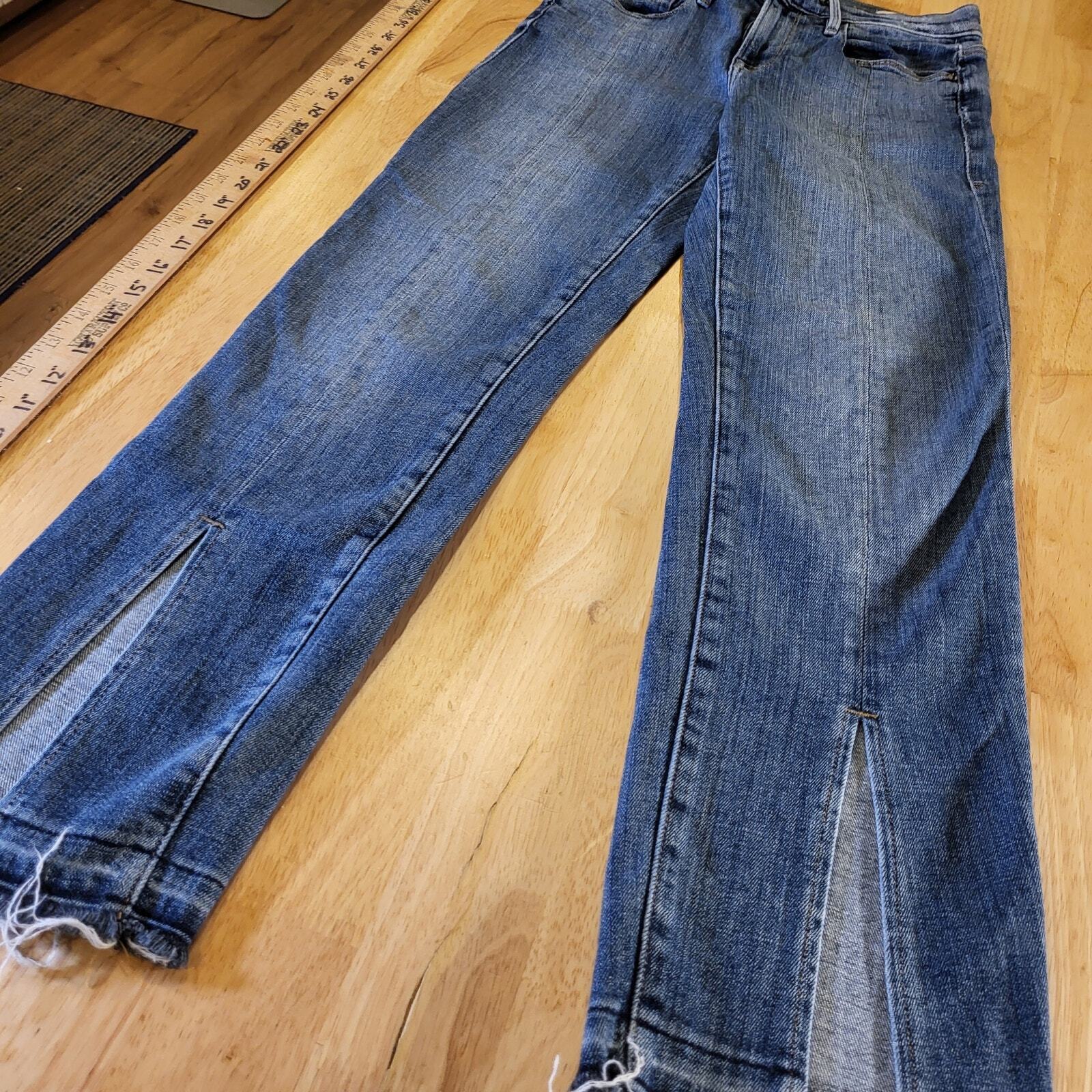 Frame Le Nouveau Straight 25 Front Slit Distressed Hem Denim Jeans USA