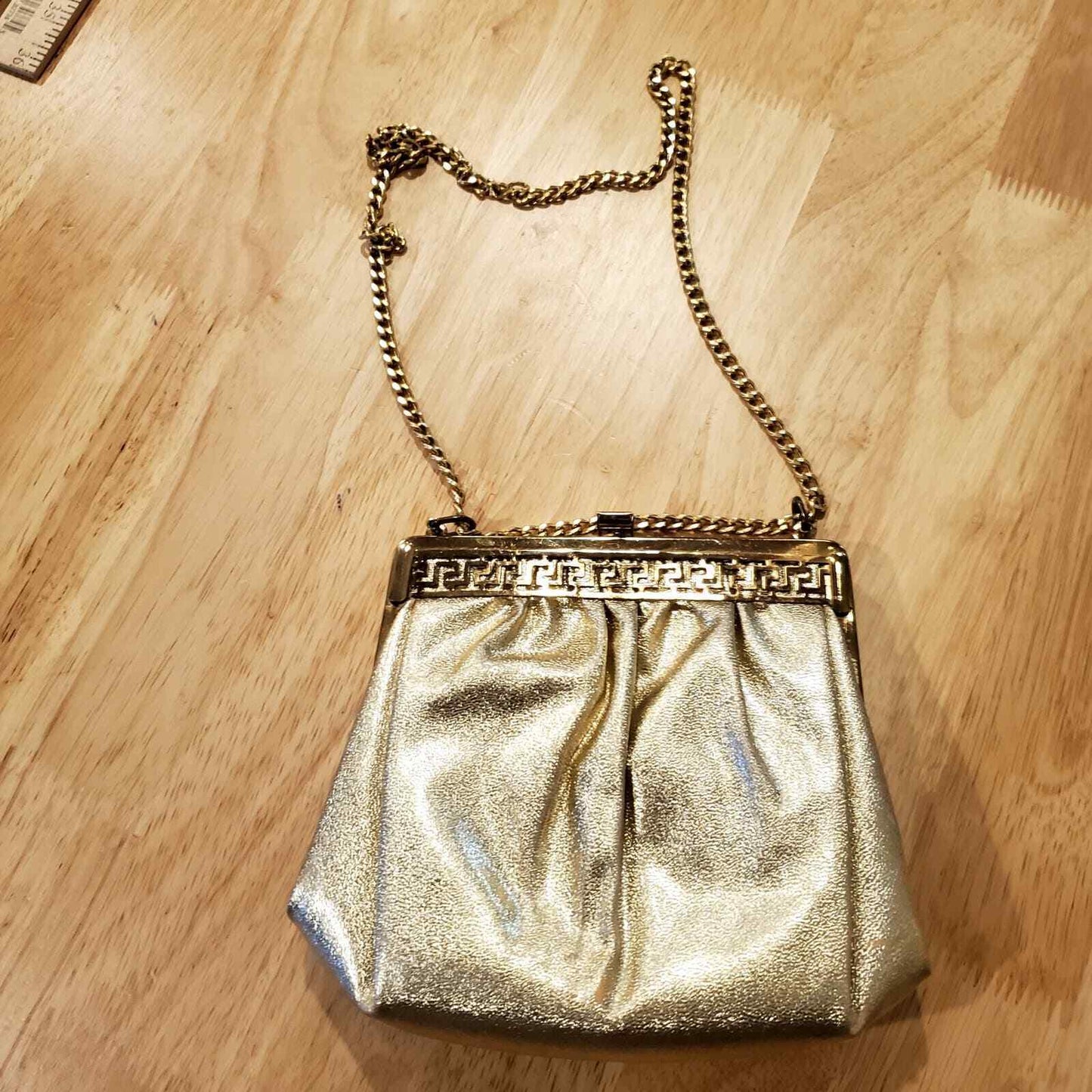 Vintage Gold Clasp Purse Chain Strap Attached Coin Purse