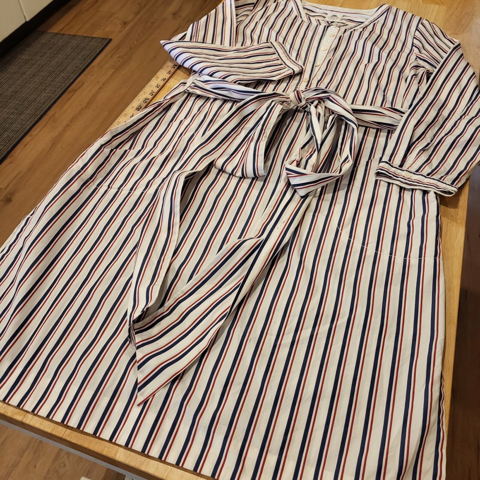 Thomas Mason for J. Crew Red, White, & Blue Striped Shirt Dress 12 100% Cotton