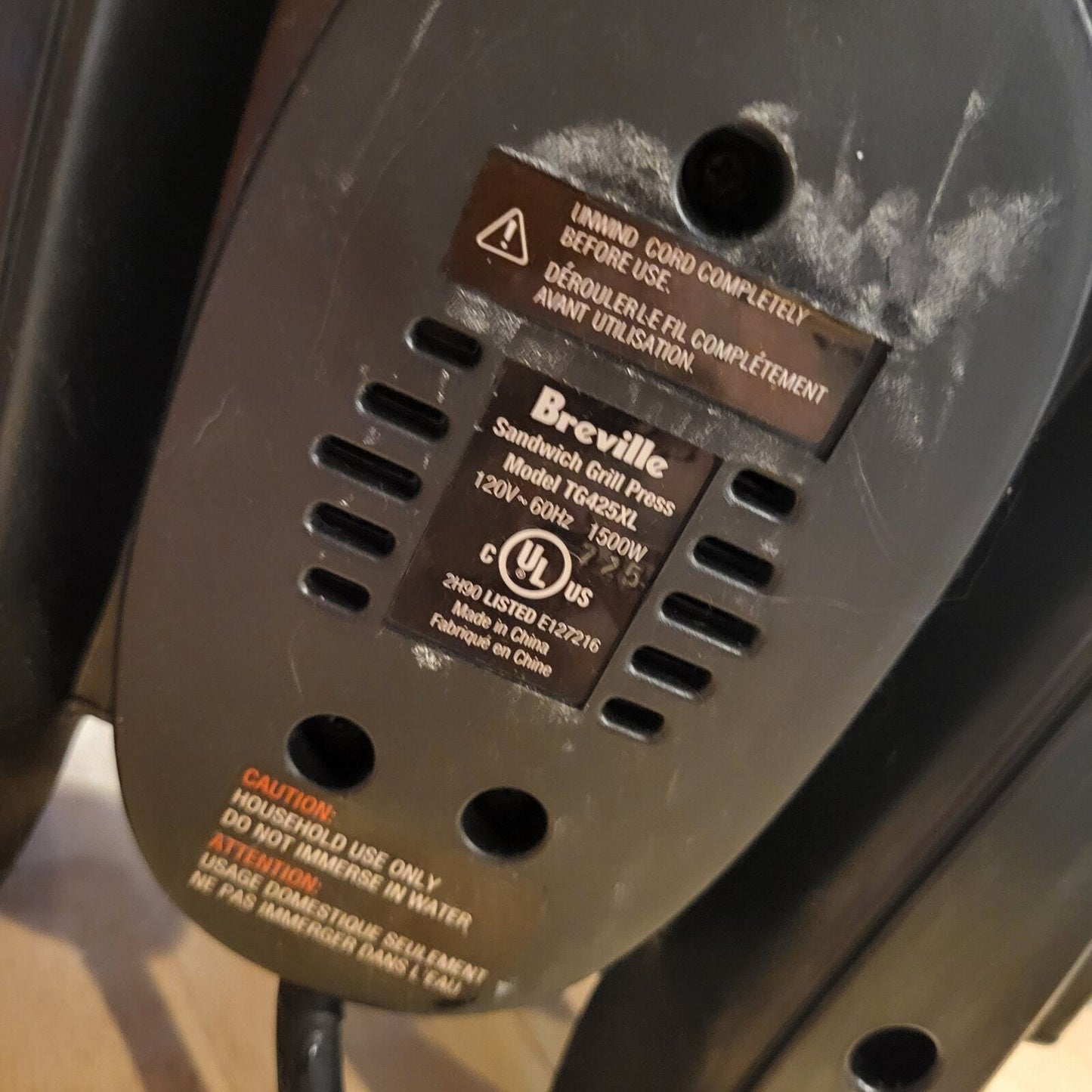 Breville Sandwich Grill Press Tg425xl