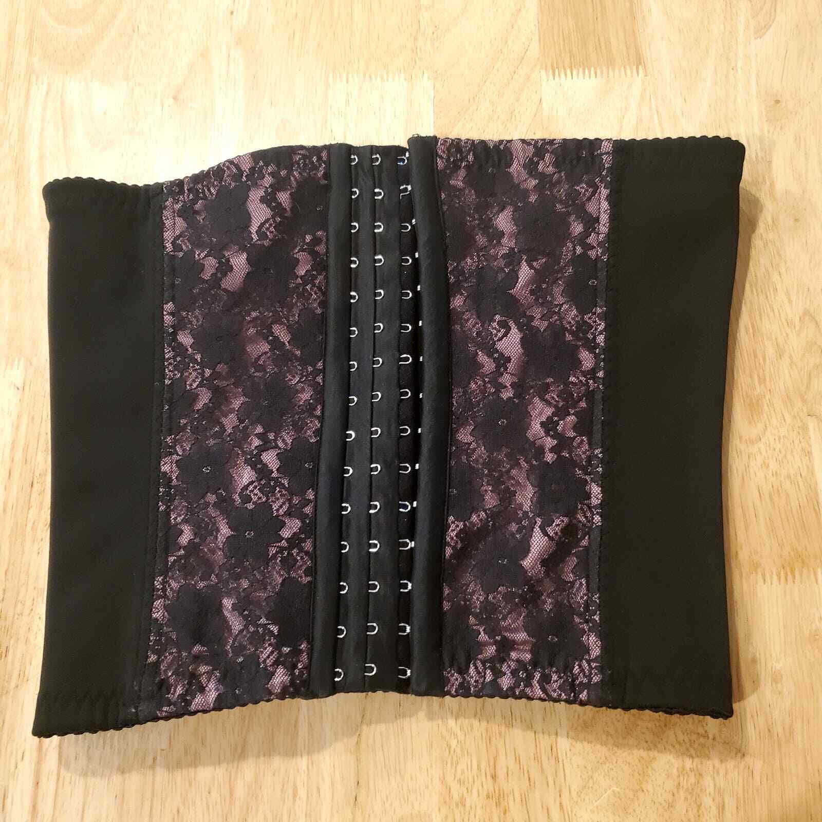 Ilanni Waist Trainer Black with Pink and Lace Detail Medium 28" Waist Streatch