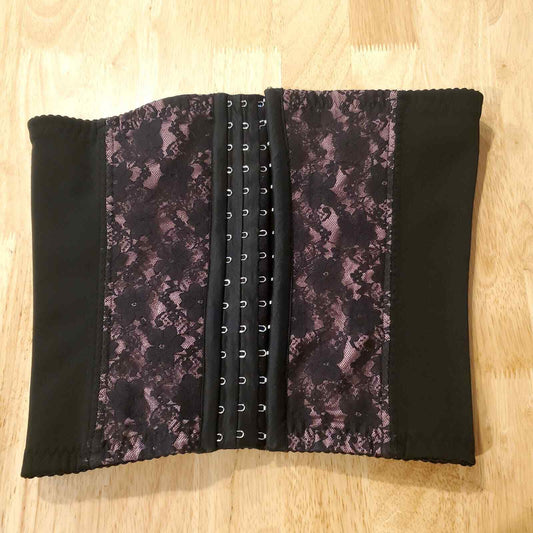 Ilanni Waist Trainer Black with Pink and Lace Detail Medium 28" Waist Streatch