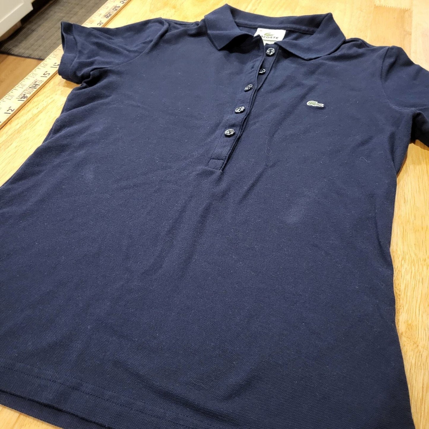 Navy Blue Lacoste Golf Polo Size 38 16" P2P (See Photo for Discoloration)