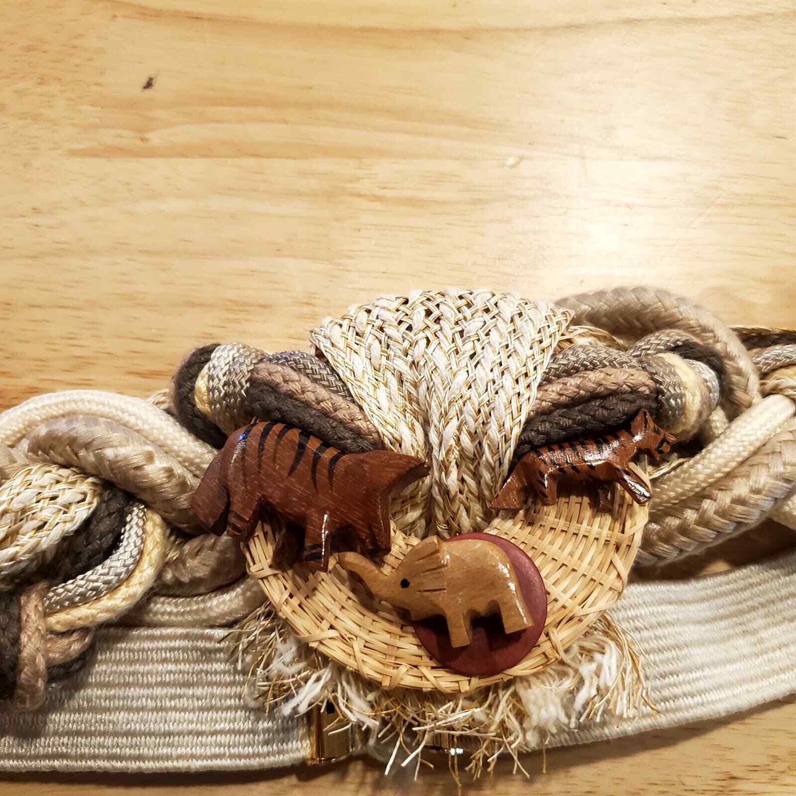 Leather Shop African Safari Wooden Animal Belt Elastic