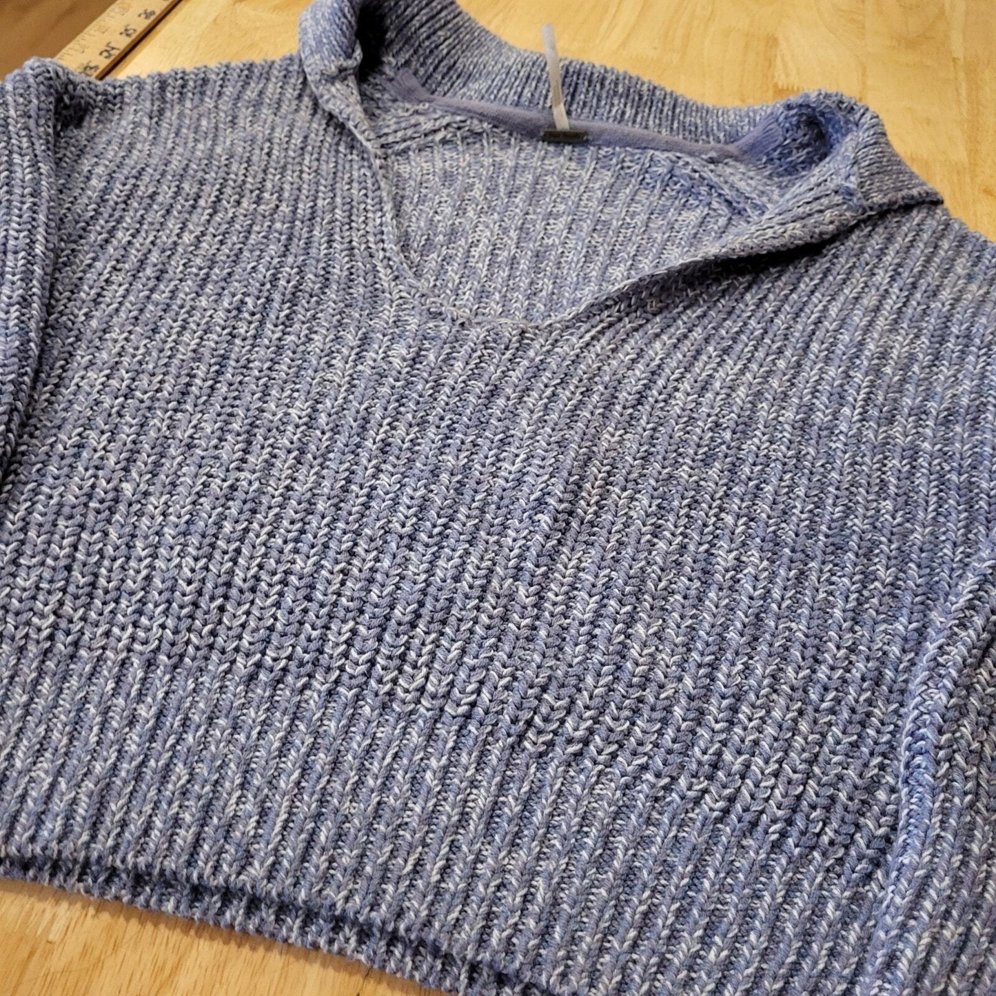 Free People Blue Collared Sweater Slouchy Super Cute Fit Soft XS